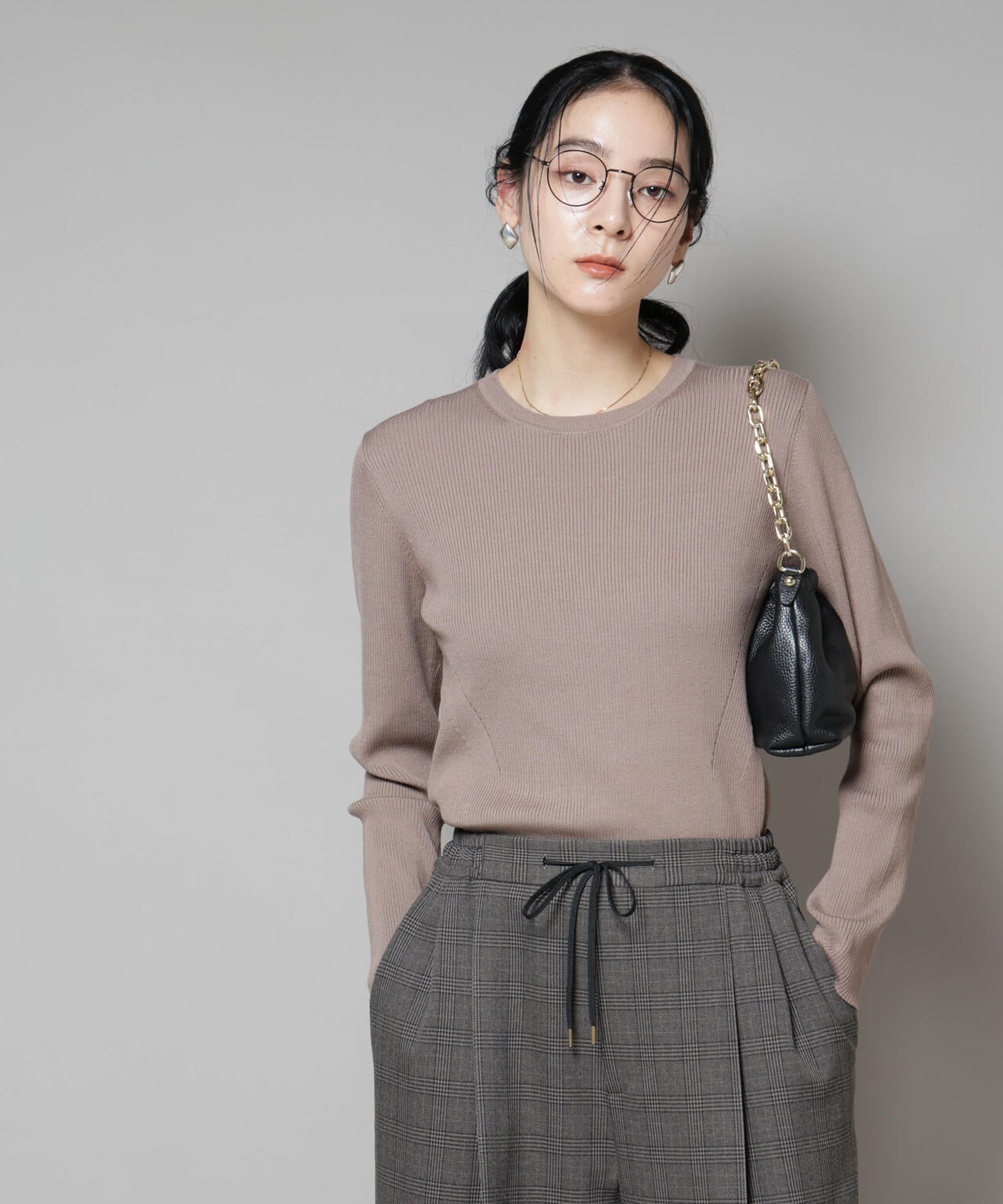 CICA&UVカット加工クルーネックリブニット 6695222313