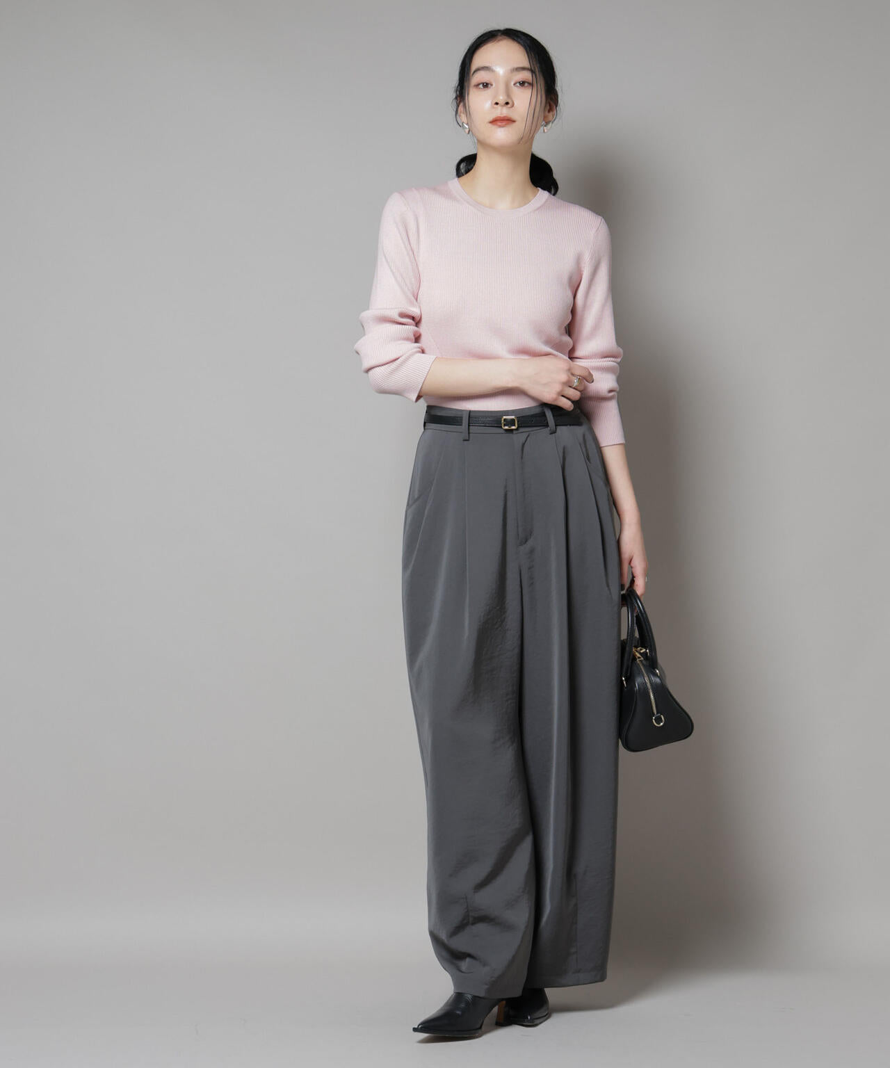 CICA&UVカット加工クルーネックリブニット 6695222313