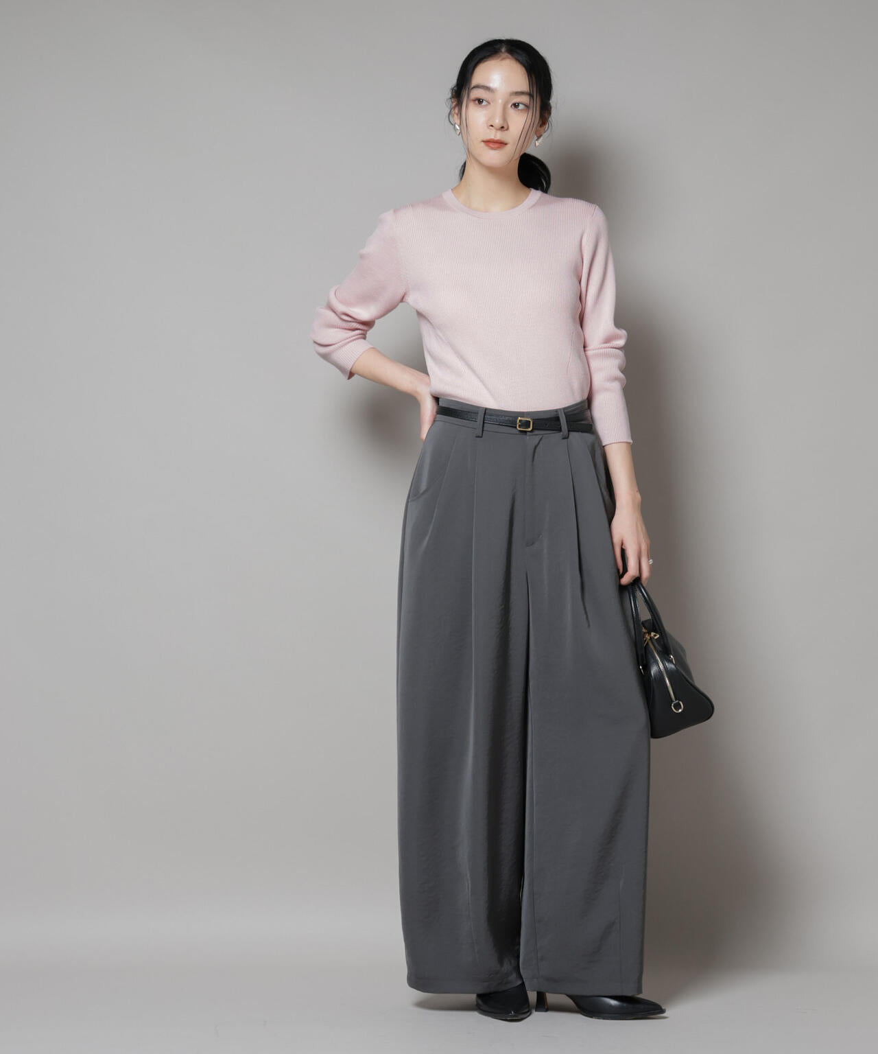 CICA&UVカット加工クルーネックリブニット 6695222313