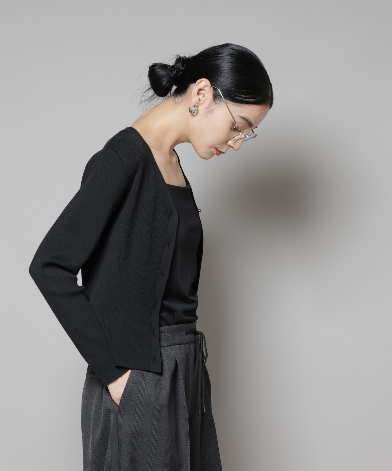 CICA&UVカット加工Vネックリブカーディガン 6695222314
