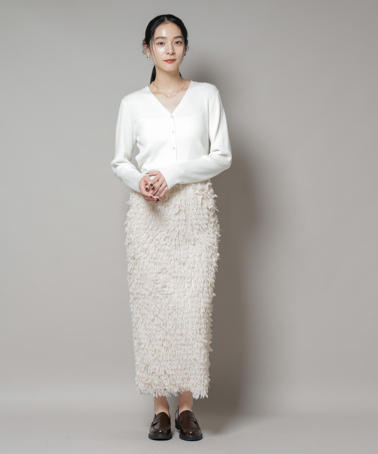 CICA&UVカット加工Vネックリブカーディガン 6695222314
