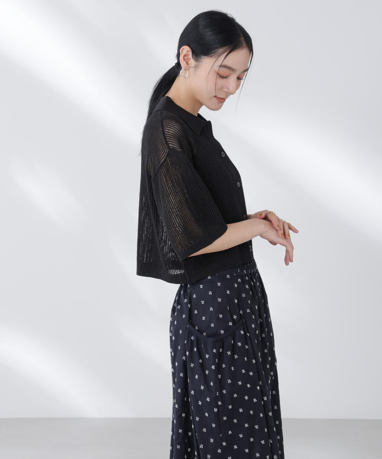 メッシュニットポロカーディガン 6695222315