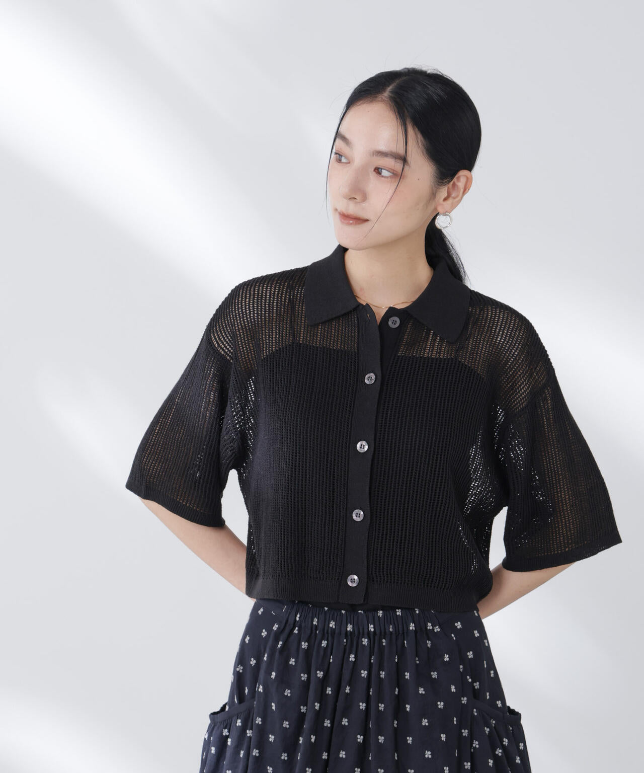 メッシュニットポロカーディガン 6695222315