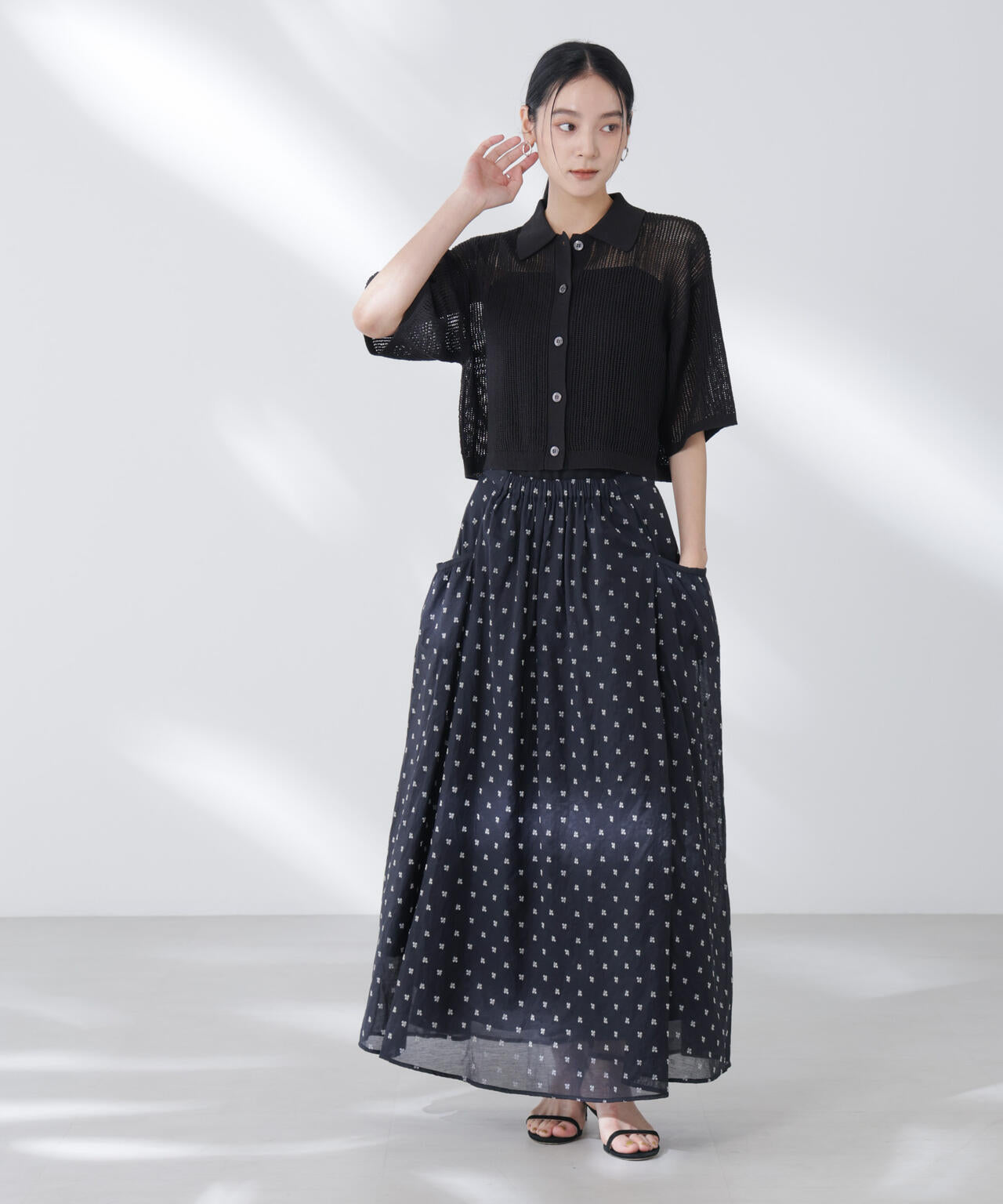 メッシュニットポロカーディガン 6695222315