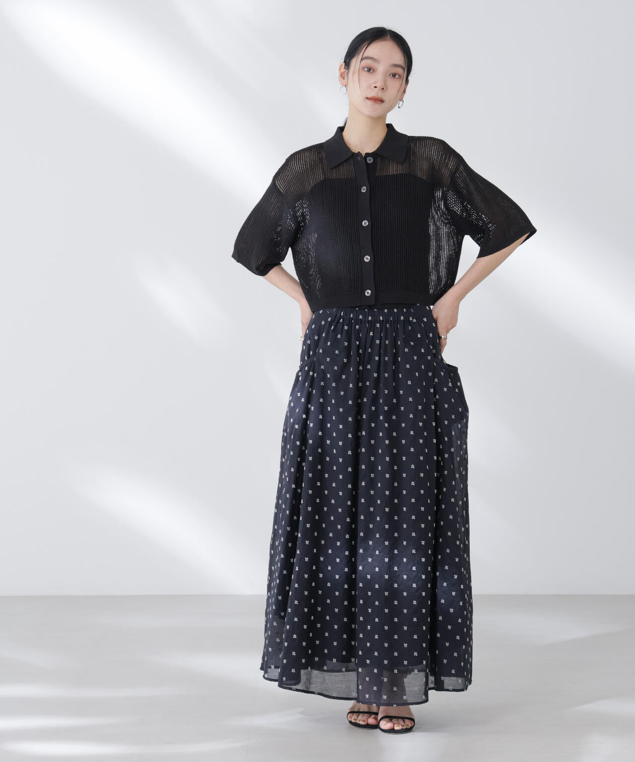 メッシュニットポロカーディガン 6695222315