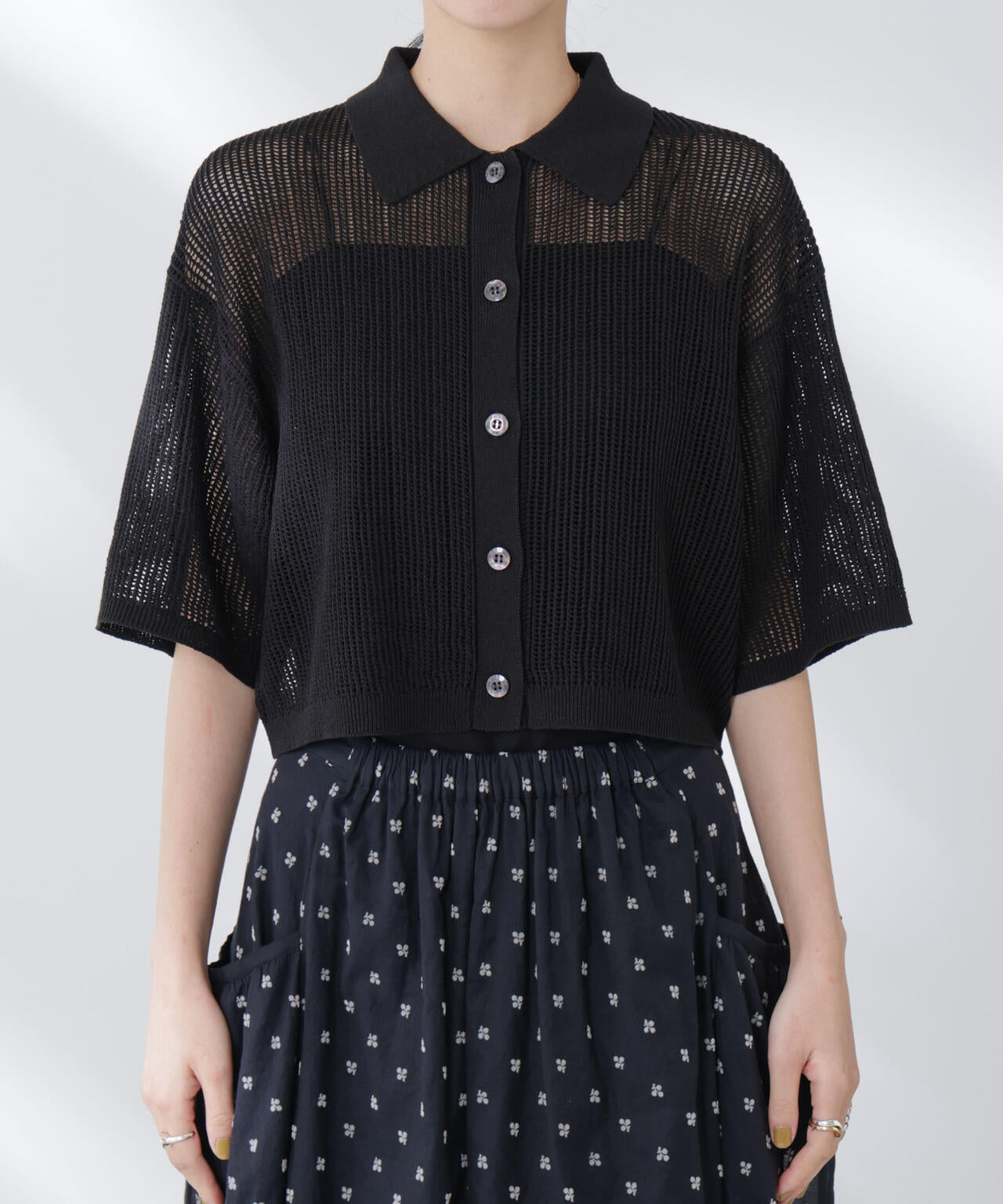 メッシュニットポロカーディガン 6695222315