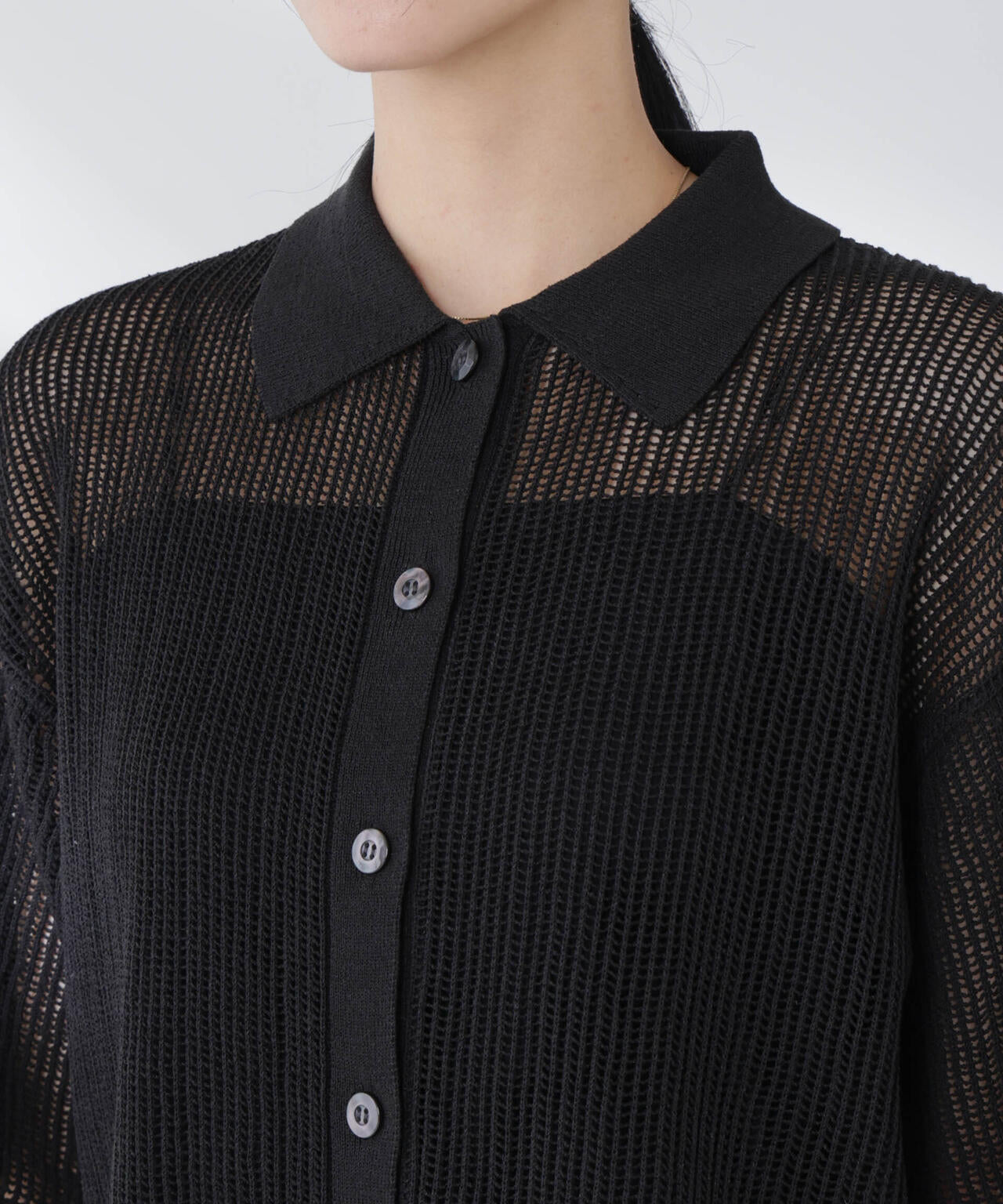 メッシュニットポロカーディガン 6695222315