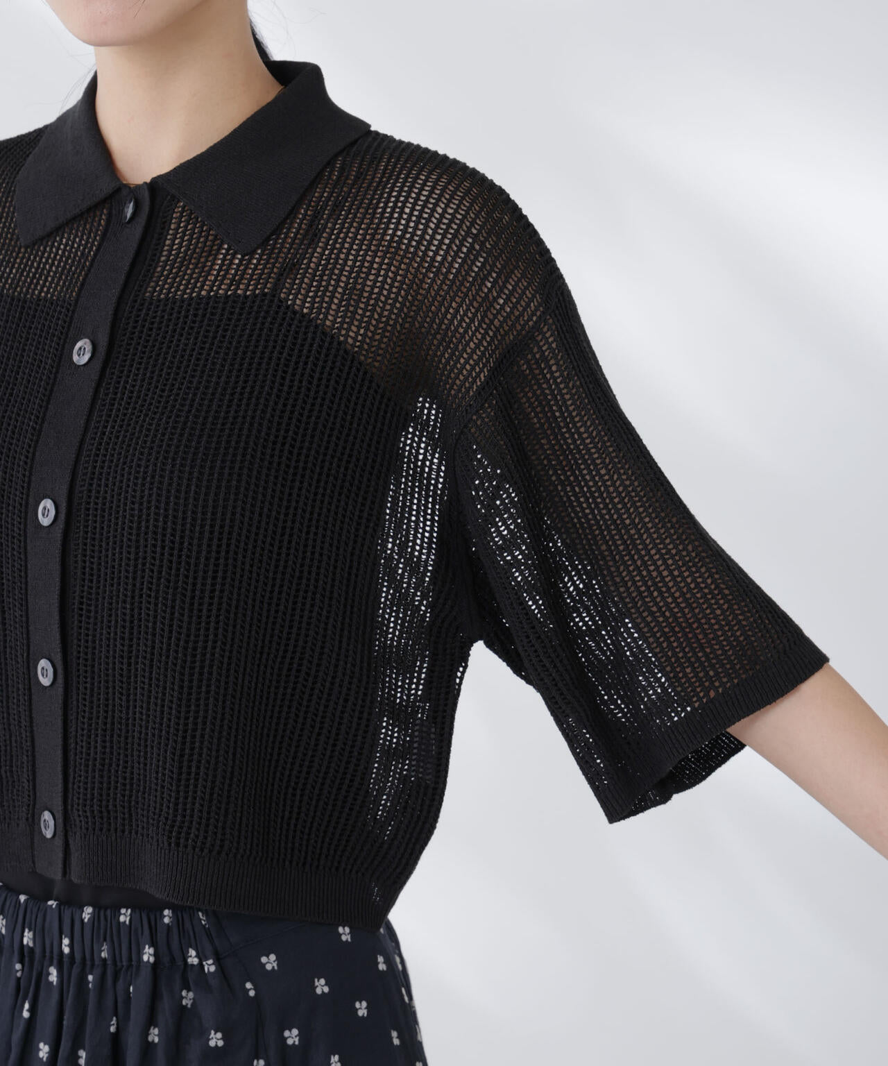 メッシュニットポロカーディガン 6695222315