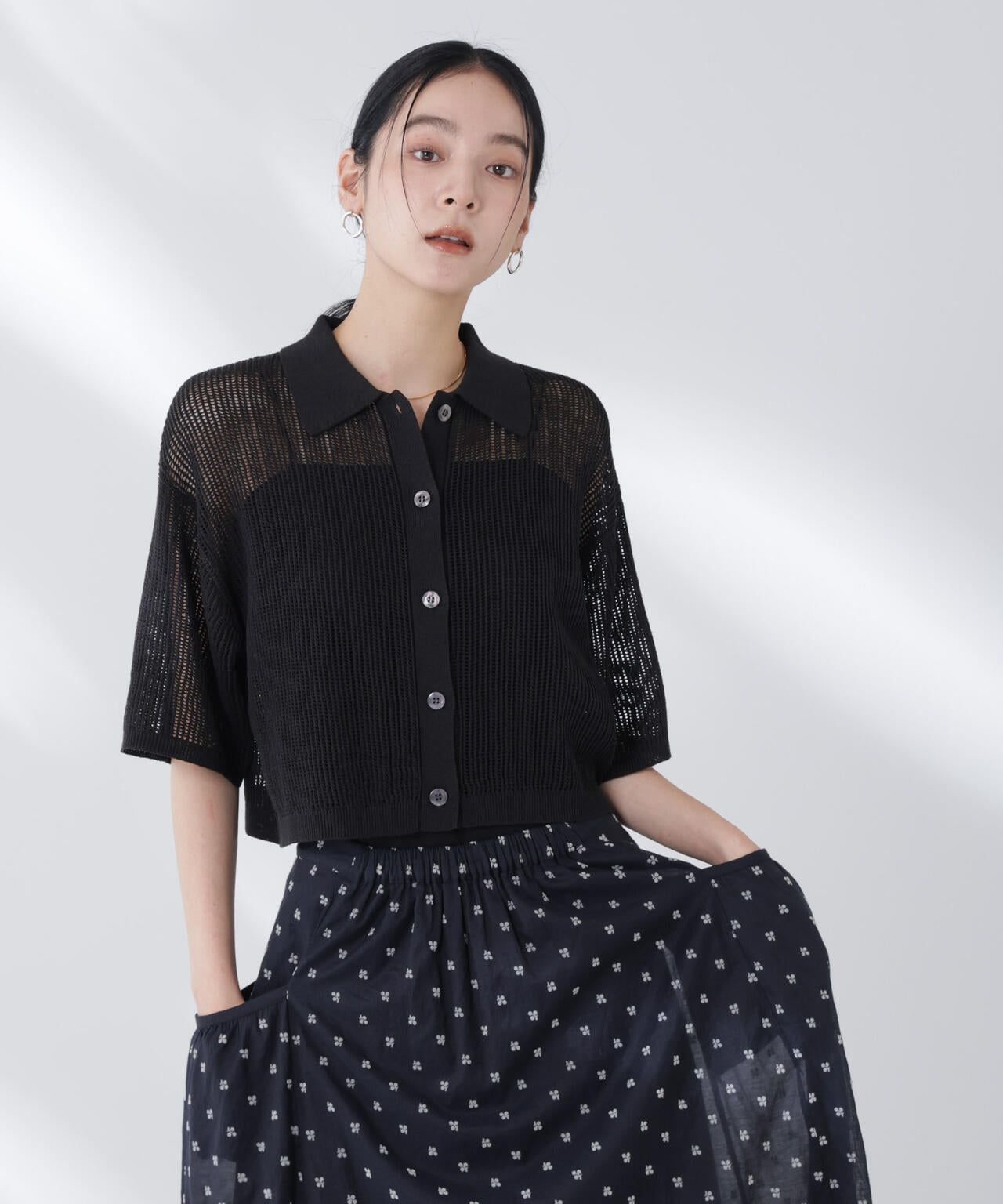 メッシュニットポロカーディガン 6695222315