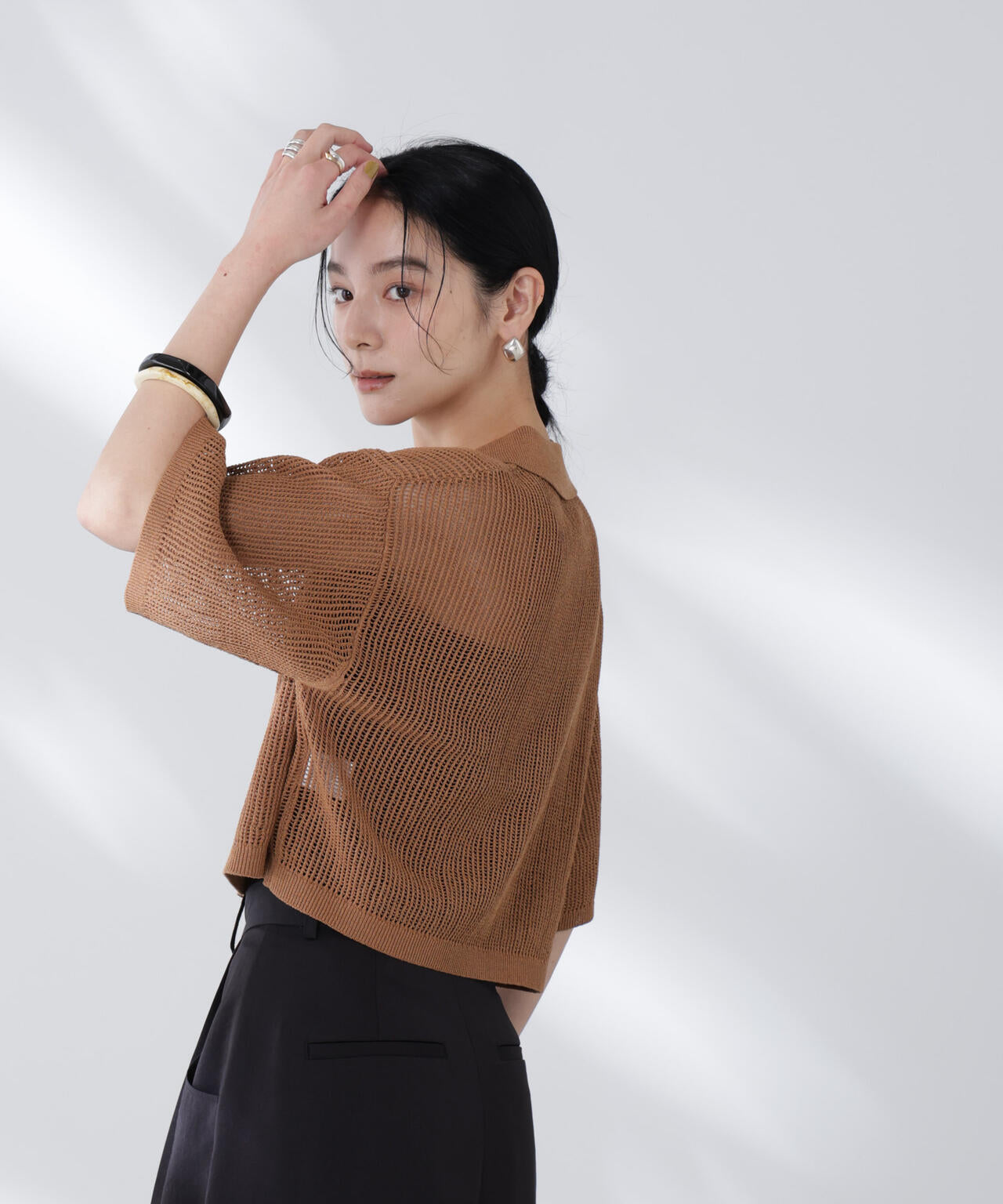 メッシュニットポロカーディガン 6695222315