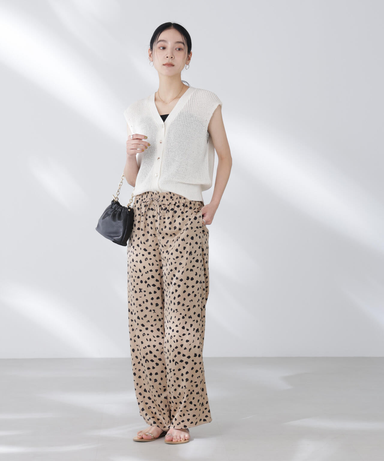 ペーパーヤーン畦ニットベスト 6695222316