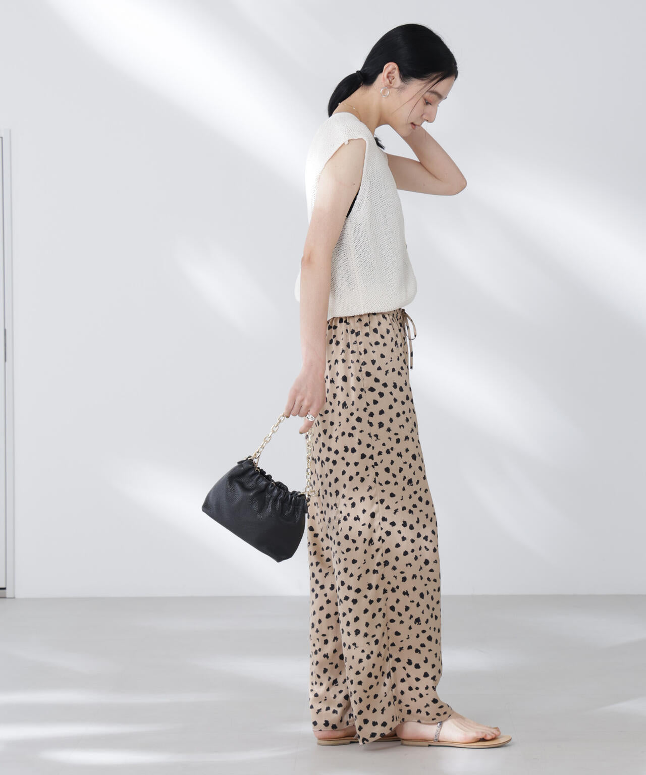 ペーパーヤーン畦ニットベスト 6695222316