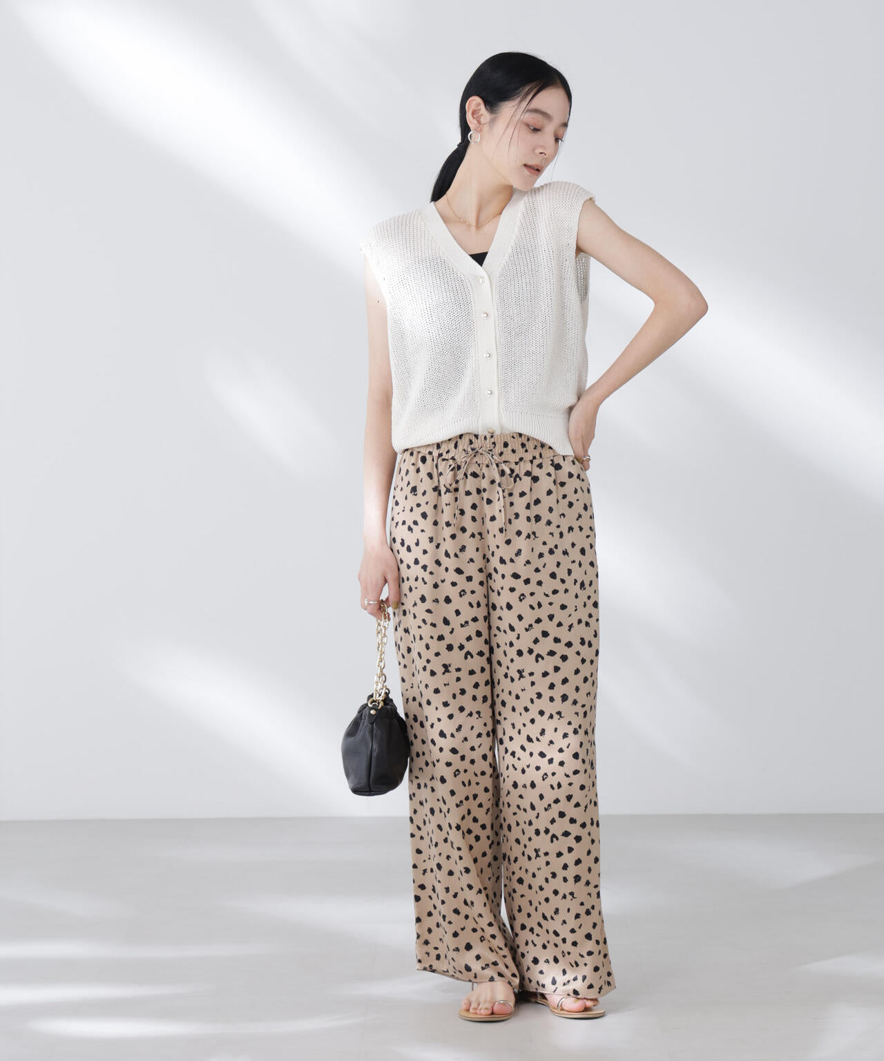 ペーパーヤーン畦ニットベスト 6695222316