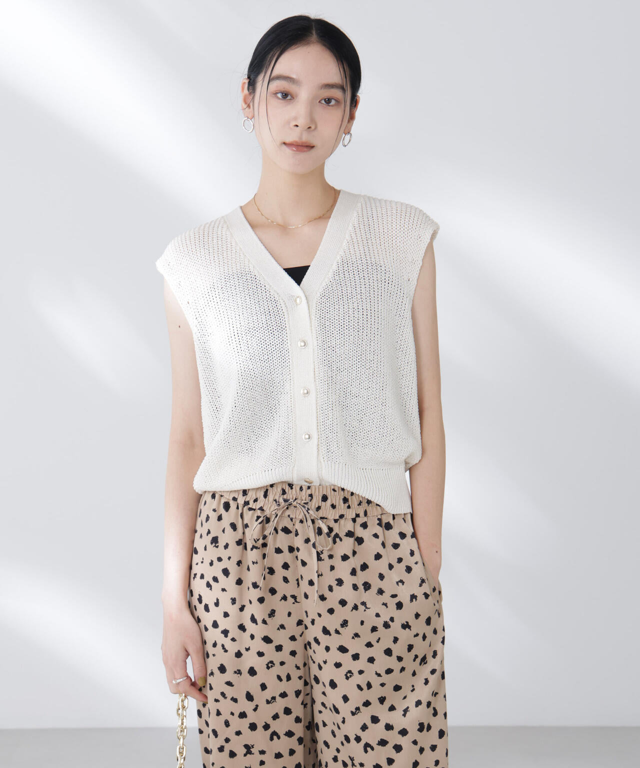 ペーパーヤーン畦ニットベスト 6695222316