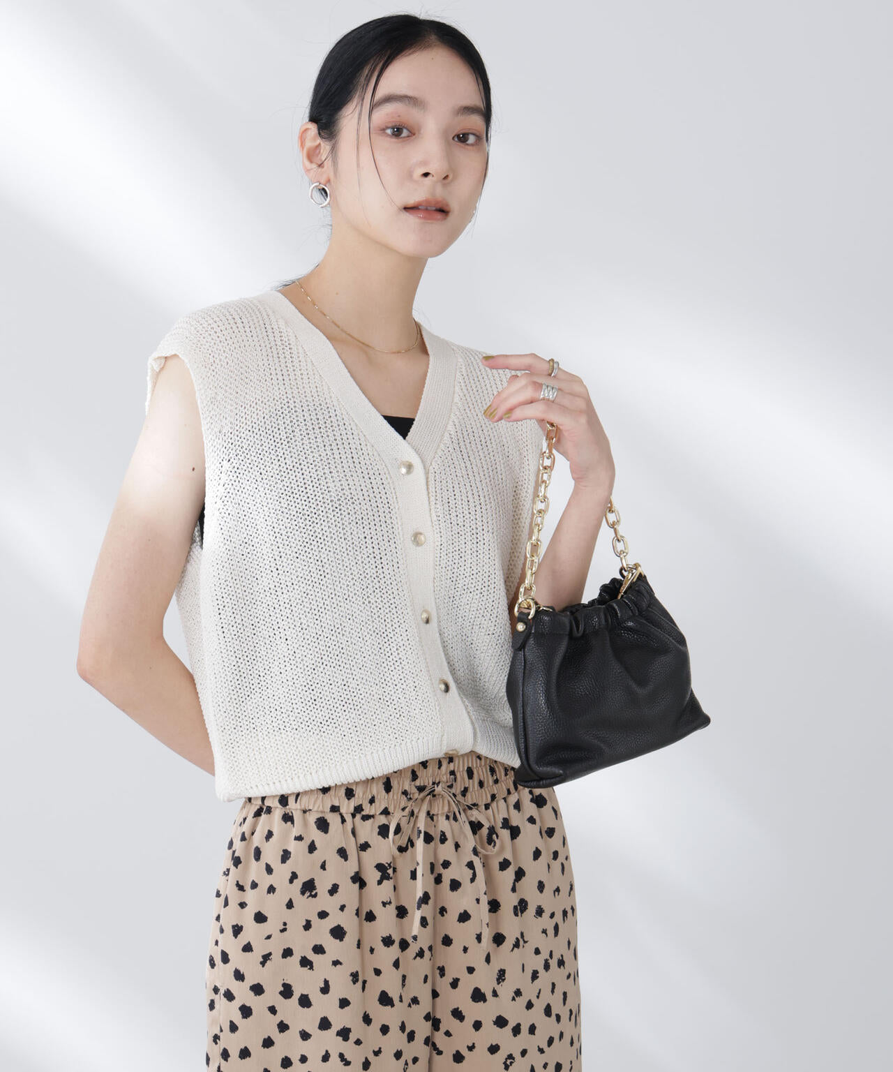 ペーパーヤーン畦ニットベスト 6695222316