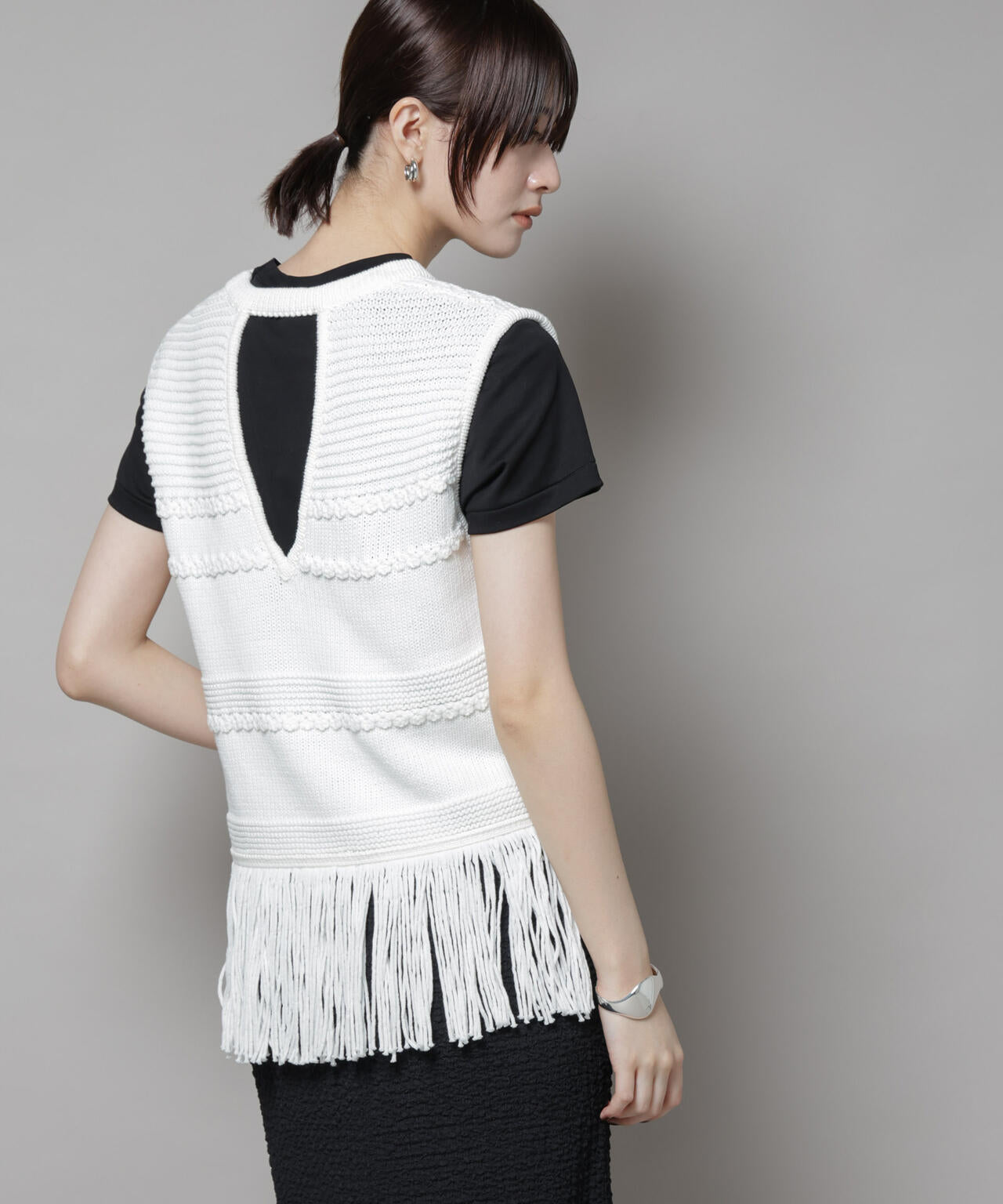 リリヤーンフリンジニットベスト 6695222317