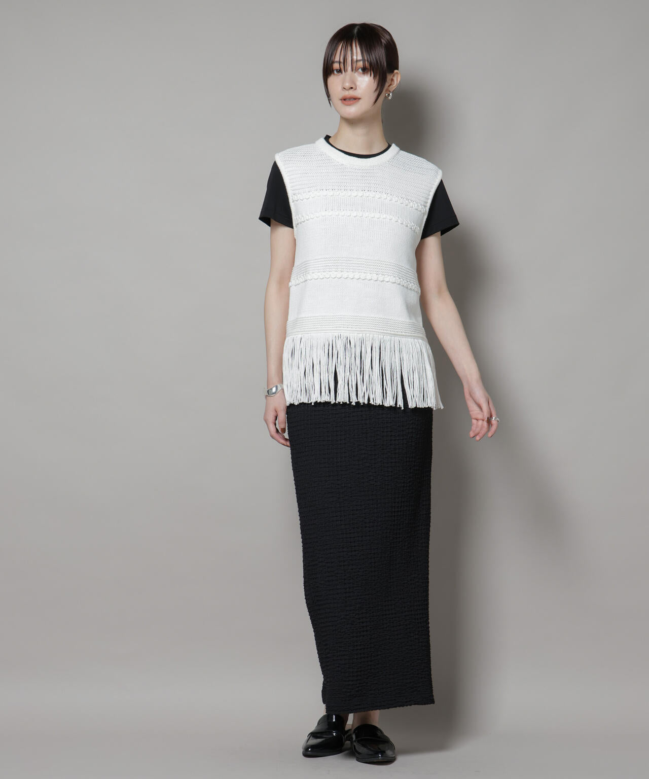 リリヤーンフリンジニットベスト 6695222317