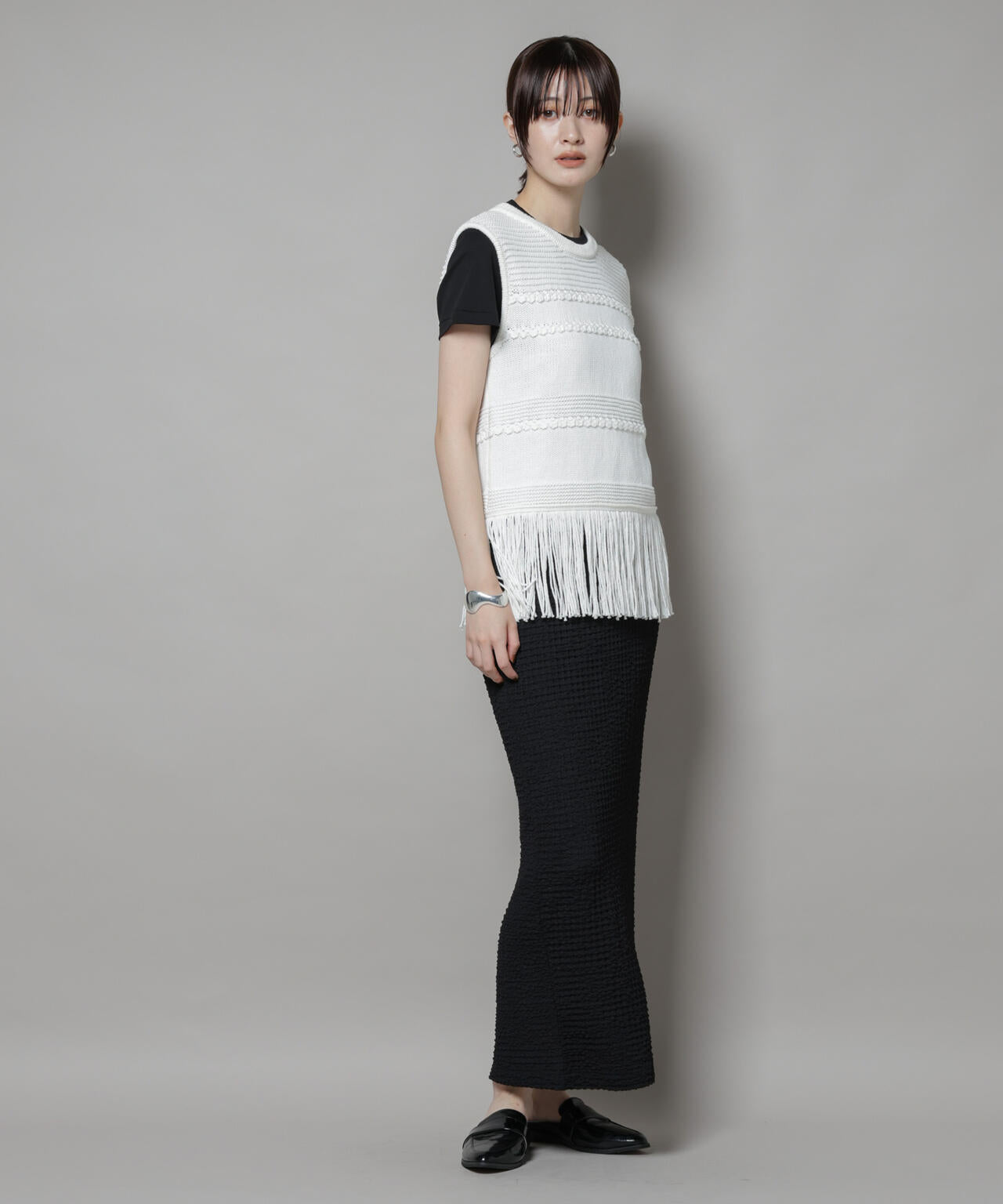 リリヤーンフリンジニットベスト 6695222317