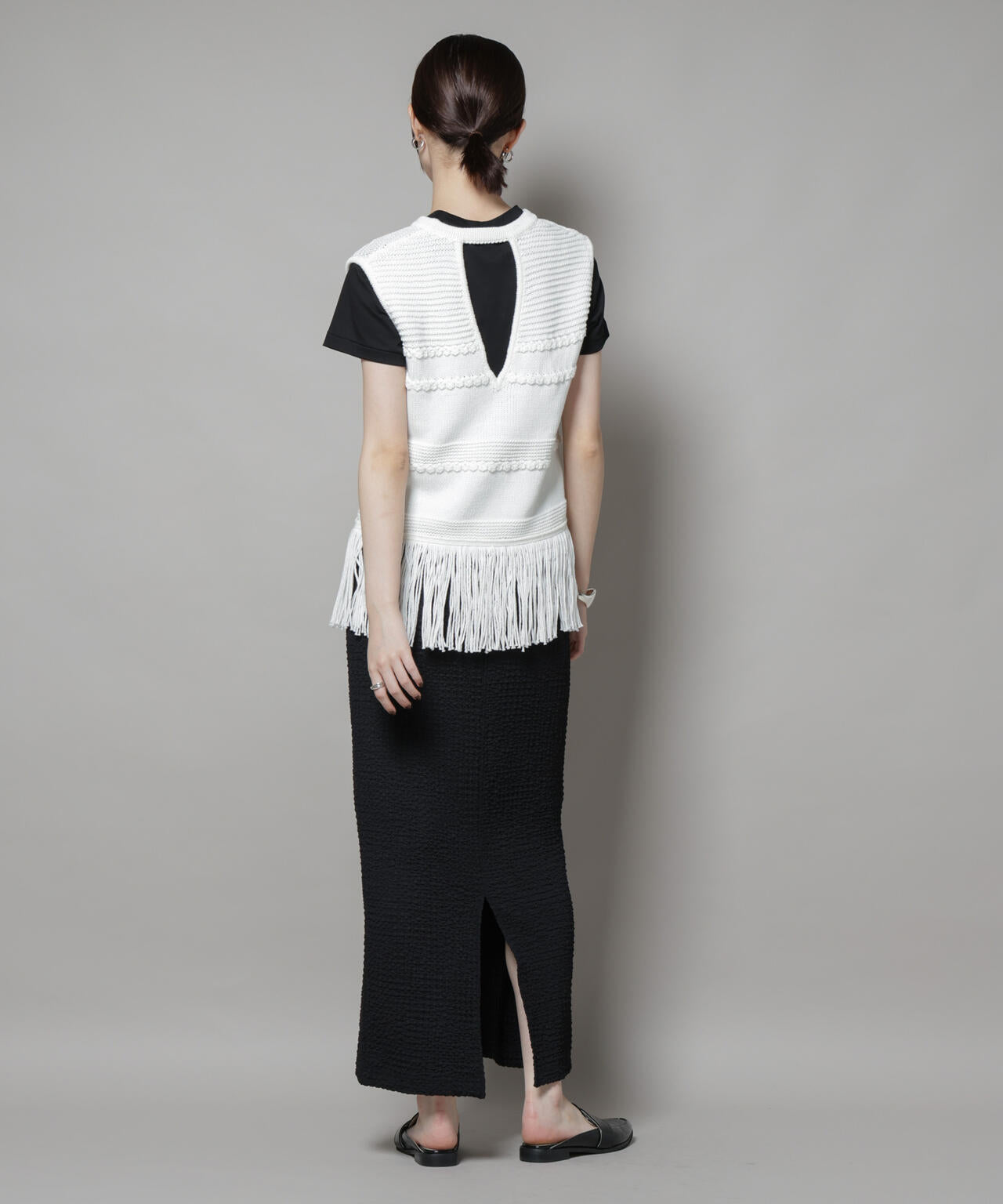 リリヤーンフリンジニットベスト 6695222317