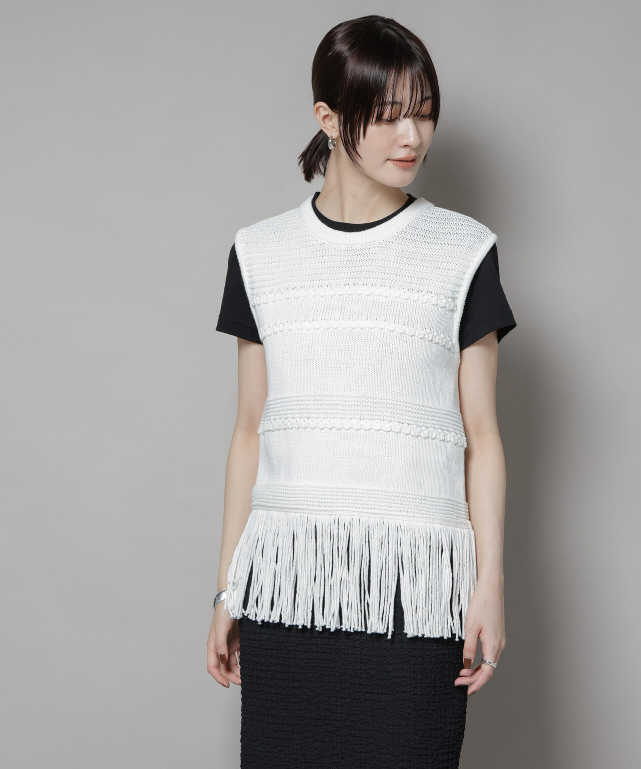 リリヤーンフリンジニットベスト 6695222317