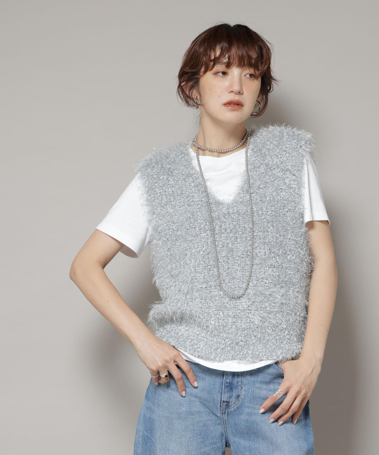 シャギーラメベスト 6695222319