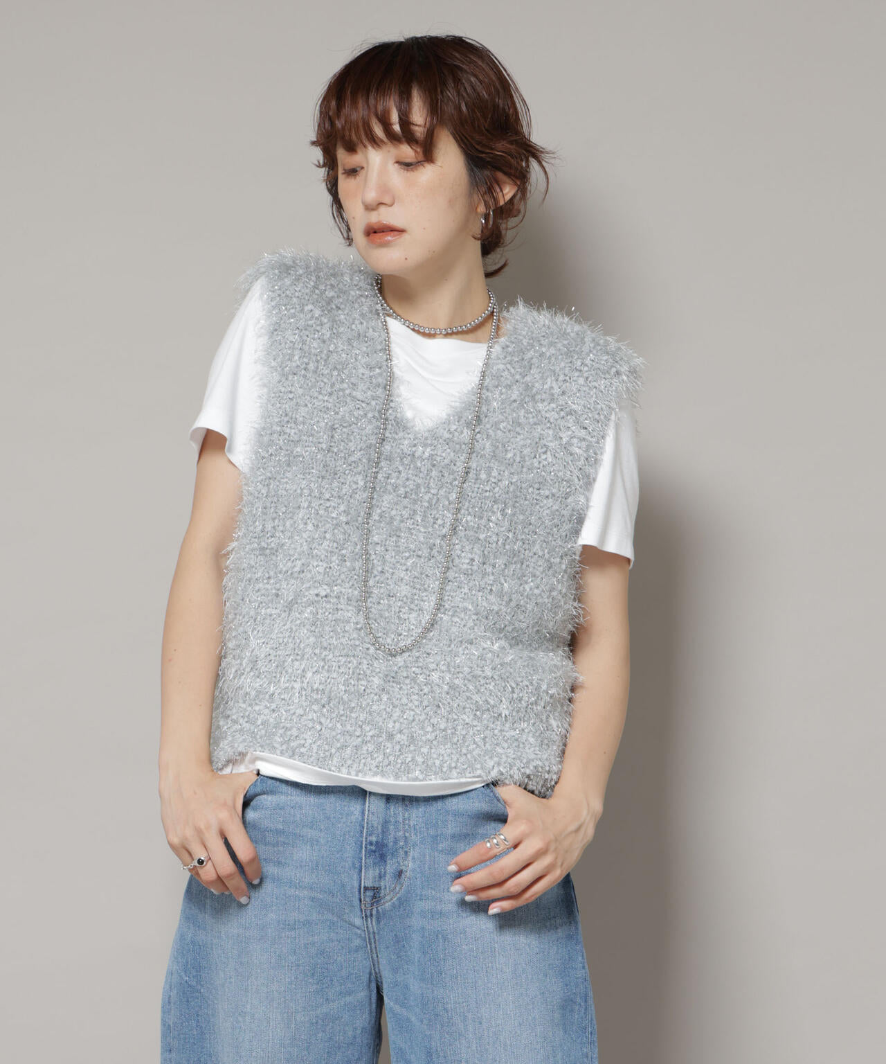 シャギーラメベスト 6695222319