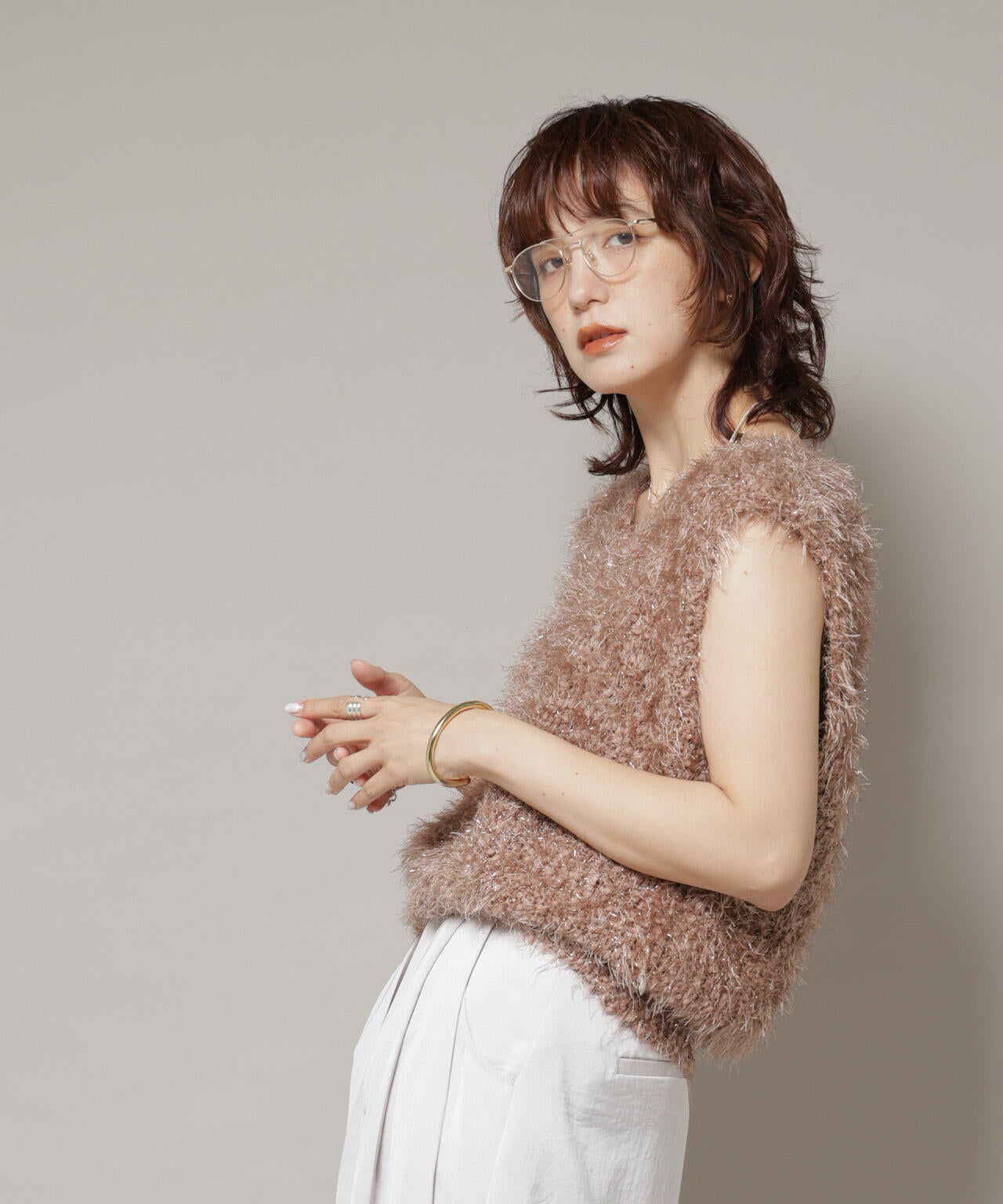 シャギーラメベスト 6695222319