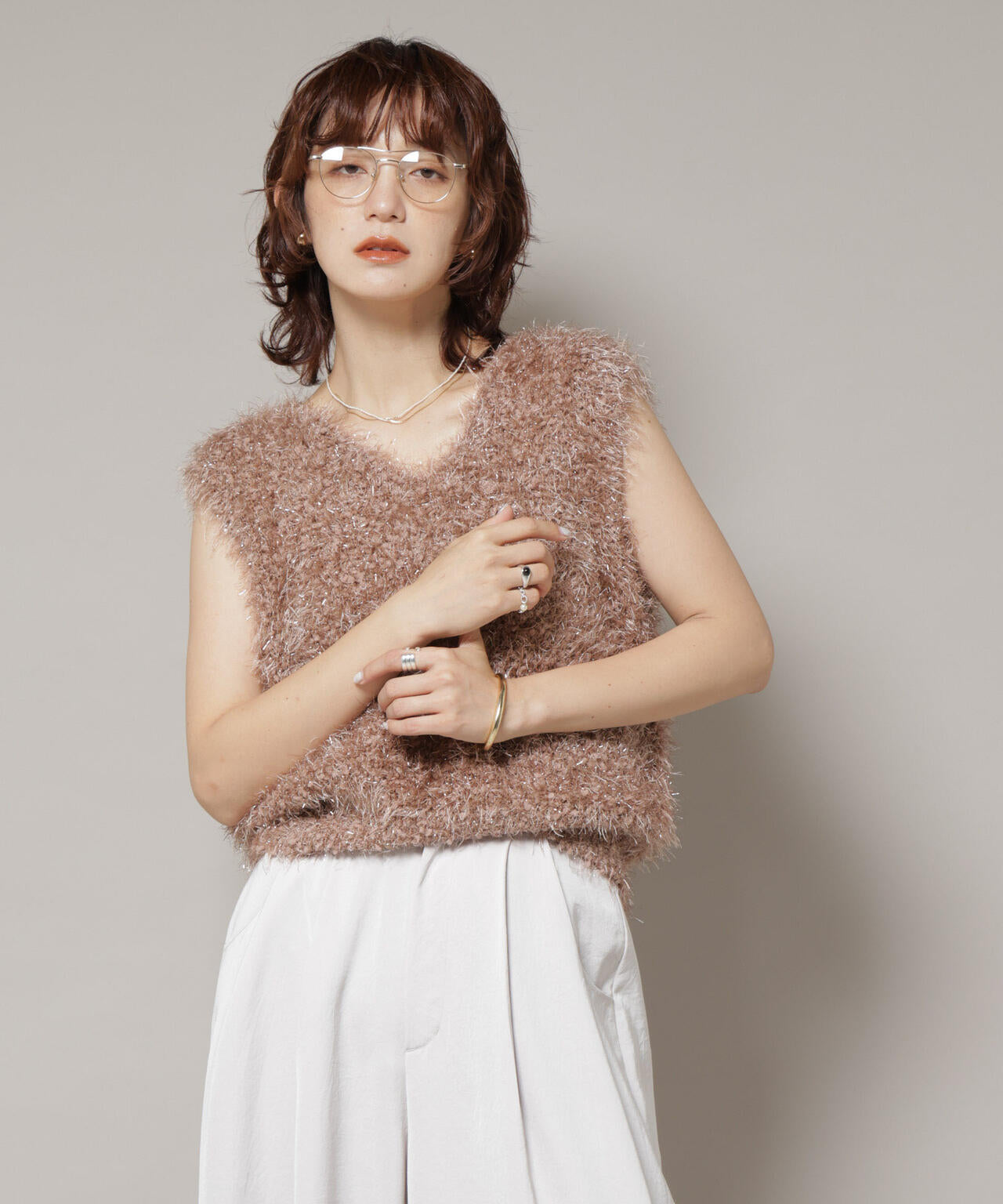 シャギーラメベスト 6695222319