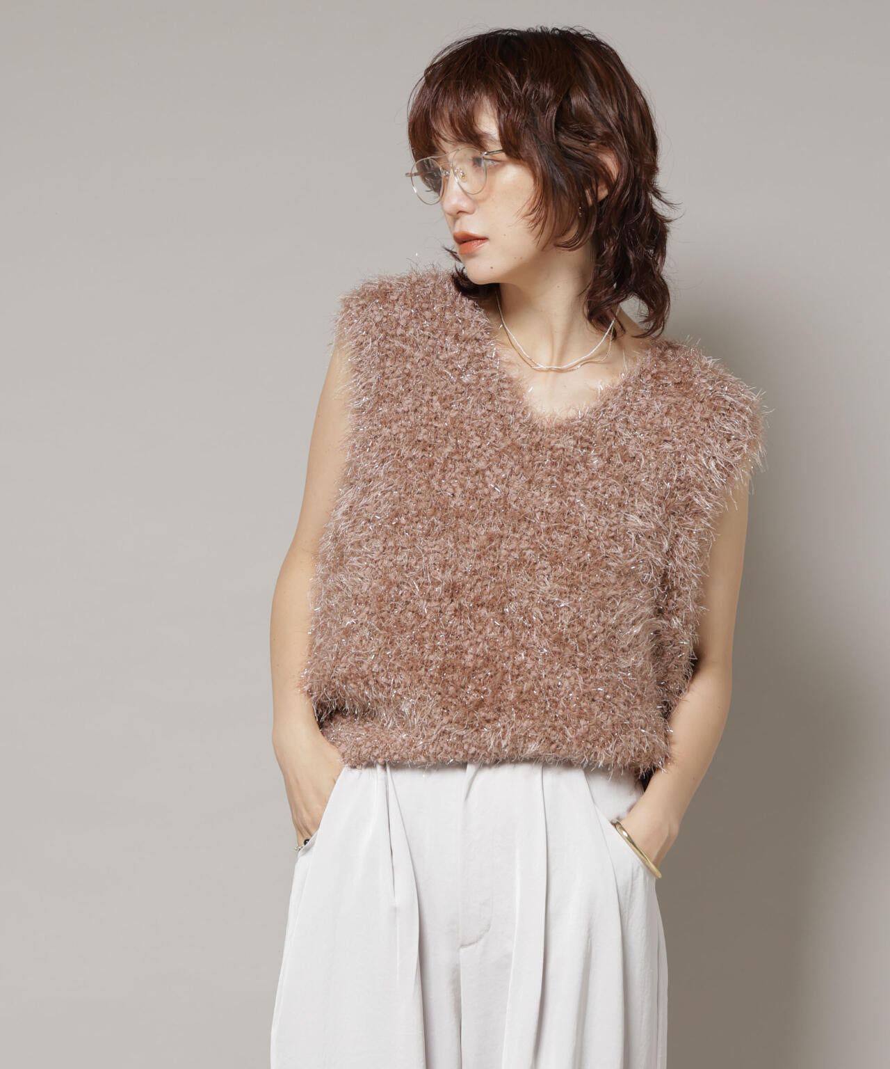 シャギーラメベスト 6695222319