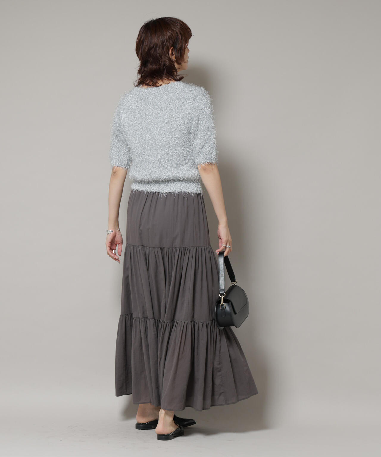 シャギーラメコンパクト半袖ニット 6695222320