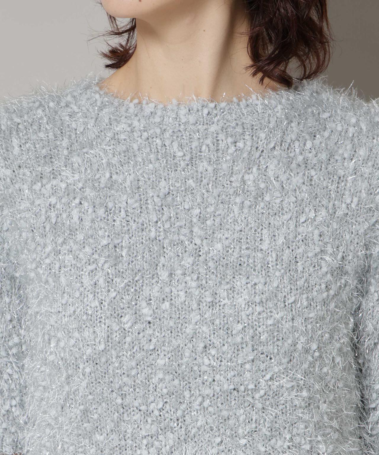 シャギーラメコンパクト半袖ニット 6695222320