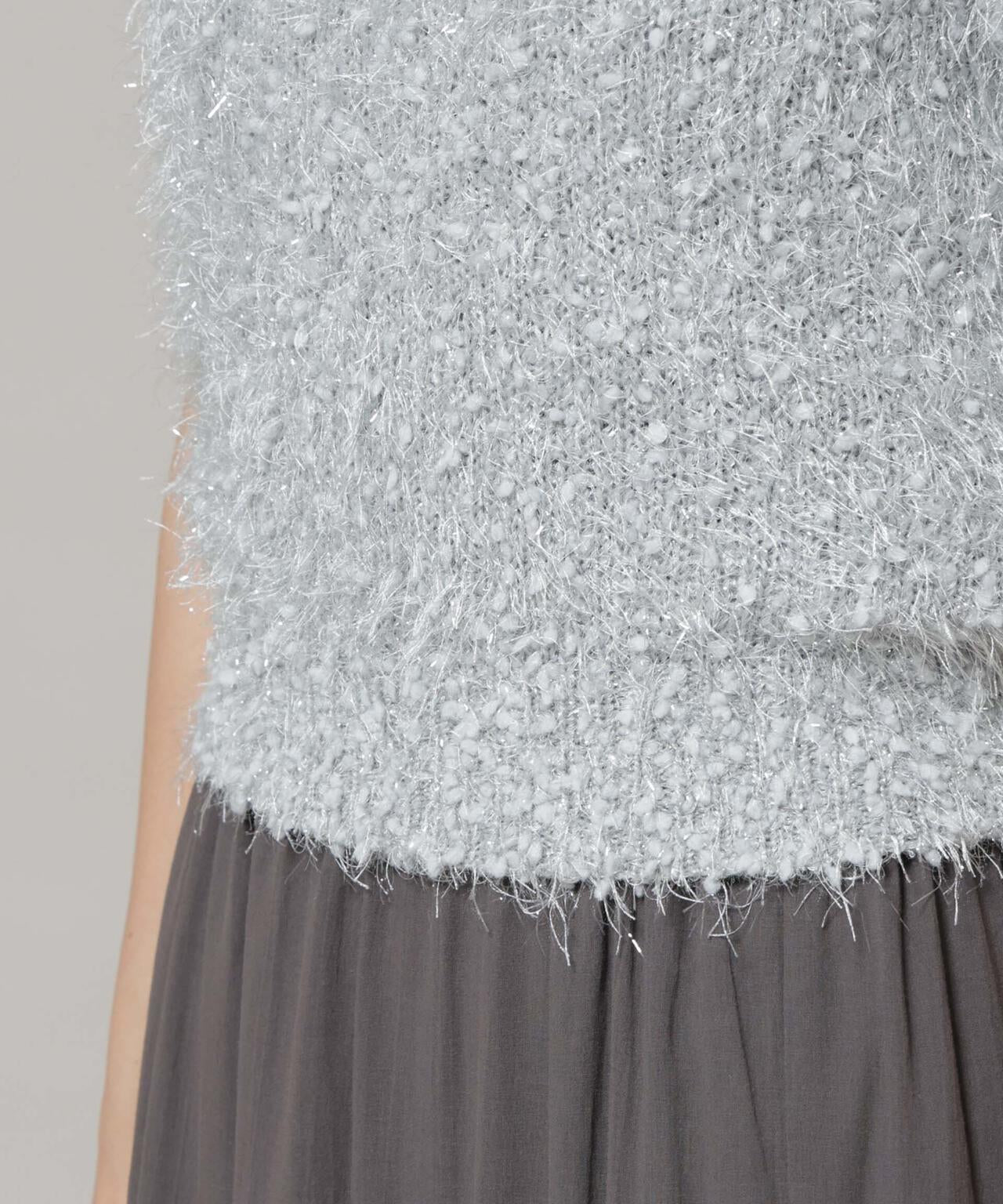 シャギーラメコンパクト半袖ニット 6695222320