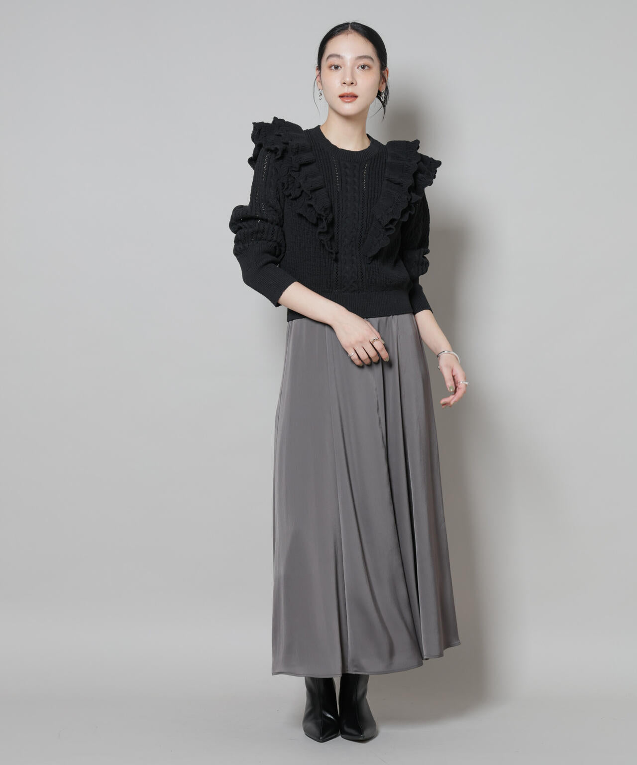 フリルケーブルニットプルオーバー 6695222324