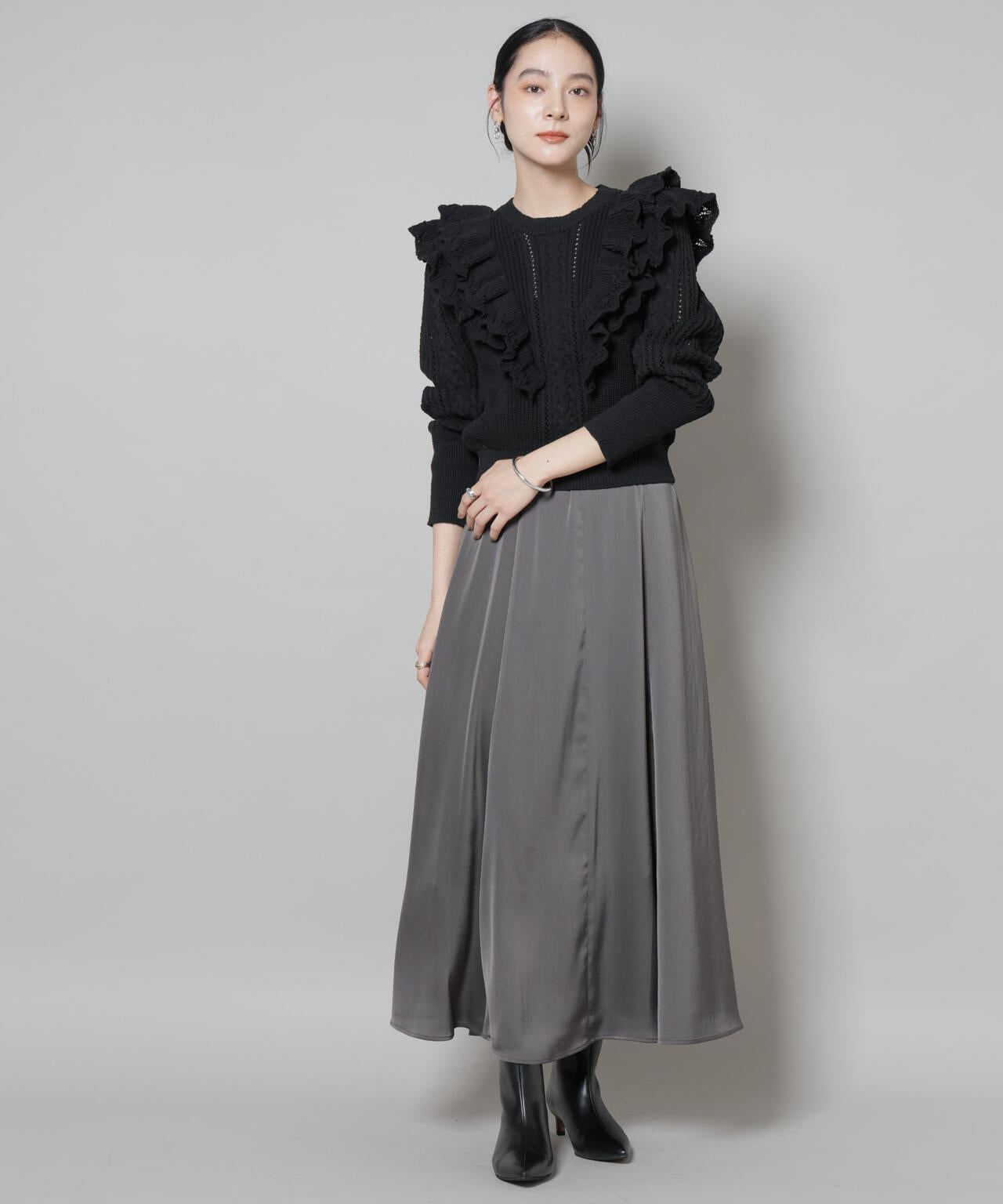 フリルケーブルニットプルオーバー 6695222324