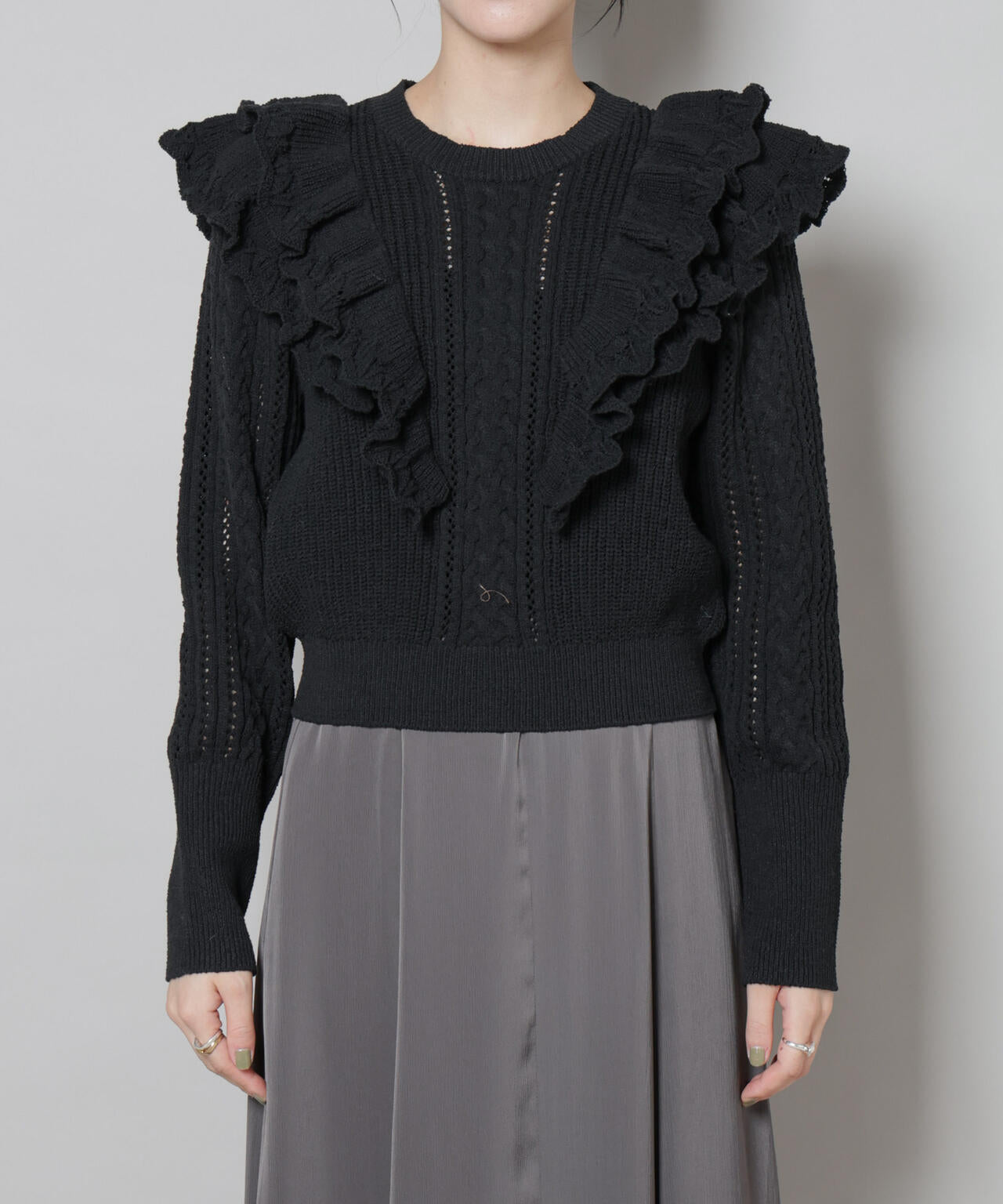 フリルケーブルニットプルオーバー 6695222324