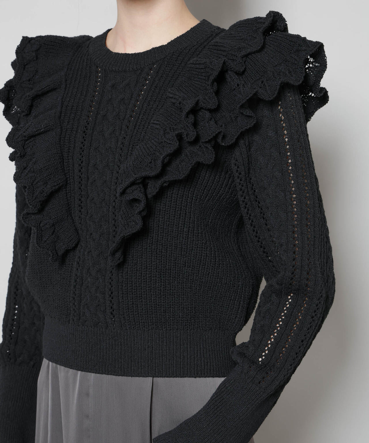 フリルケーブルニットプルオーバー 6695222324