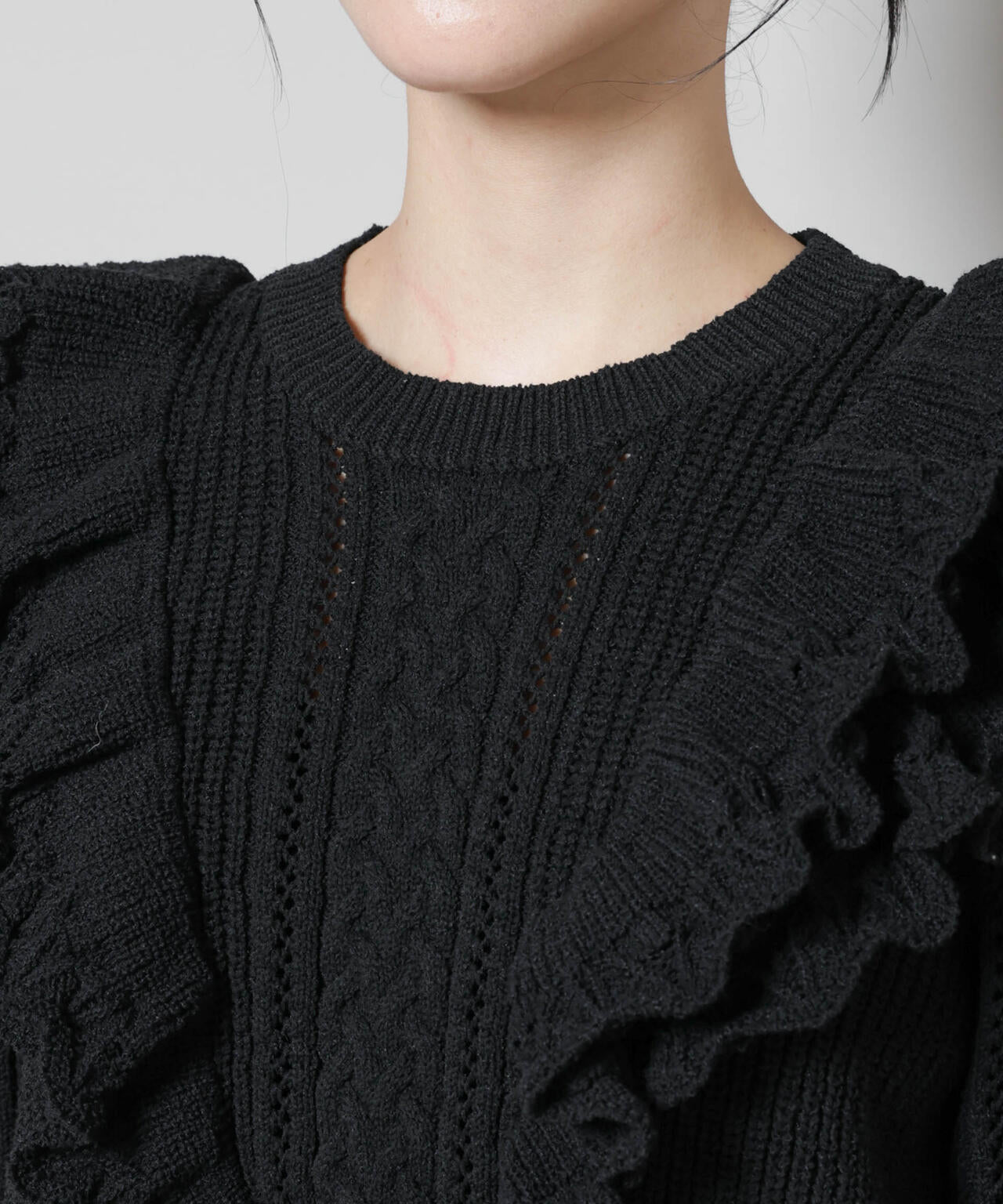 フリルケーブルニットプルオーバー 6695222324