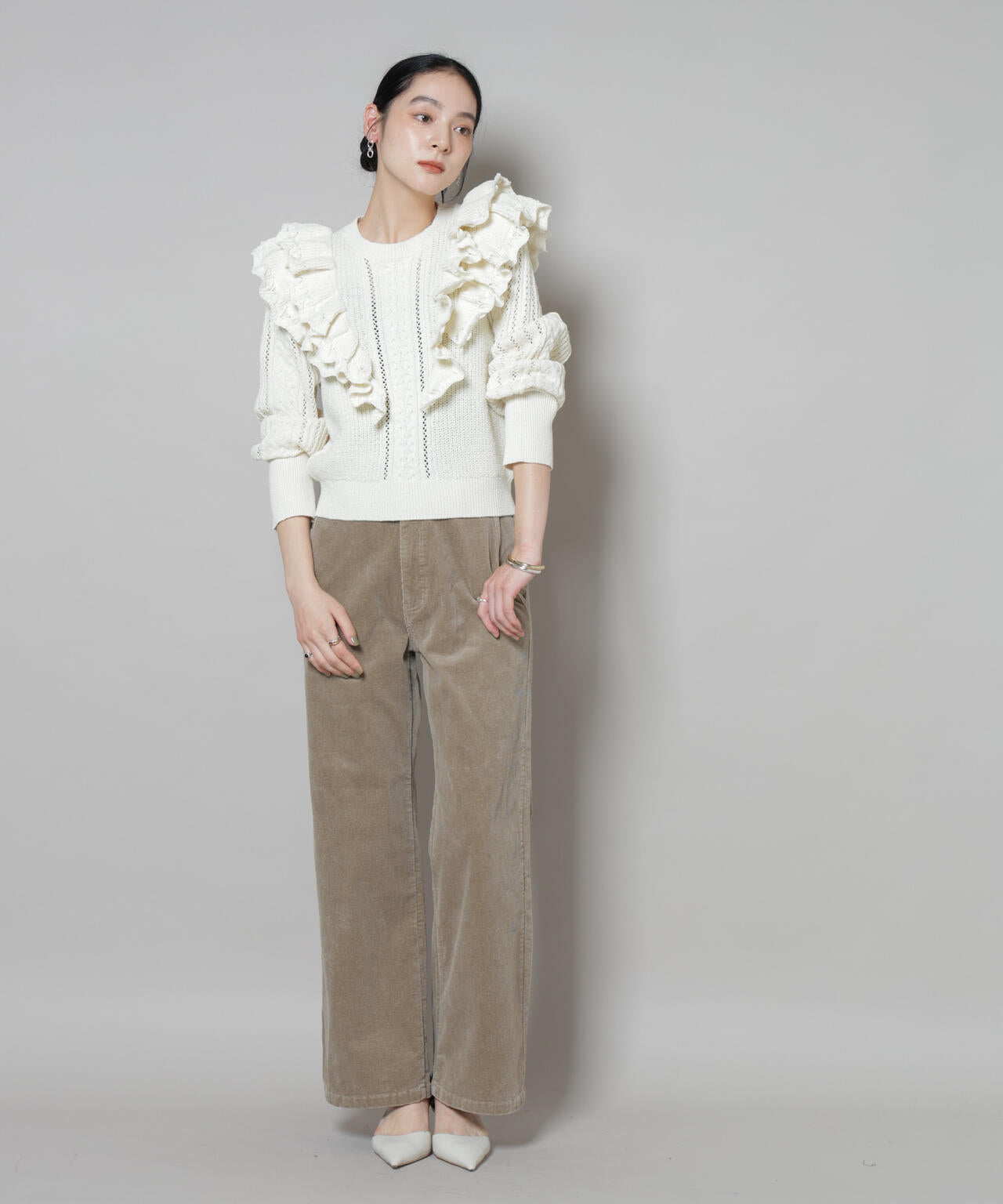 フリルケーブルニットプルオーバー 6695222324