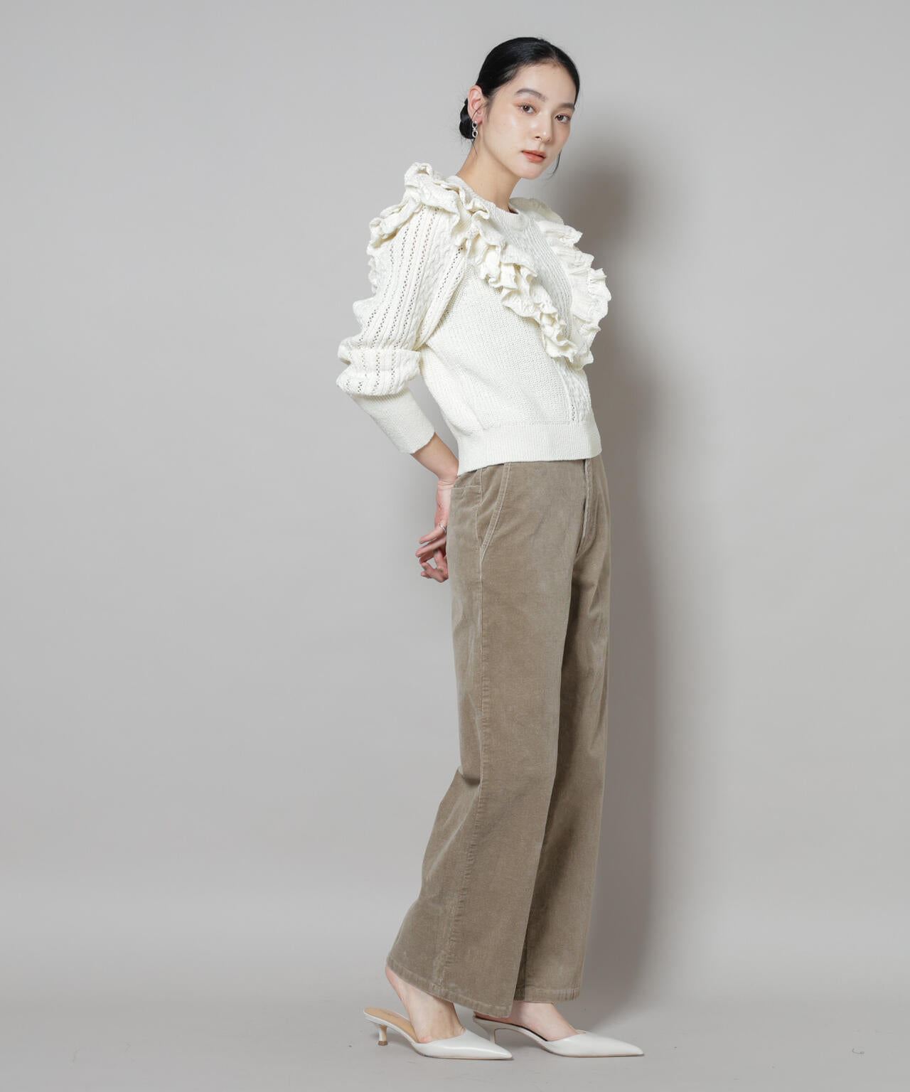 フリルケーブルニットプルオーバー 6695222324