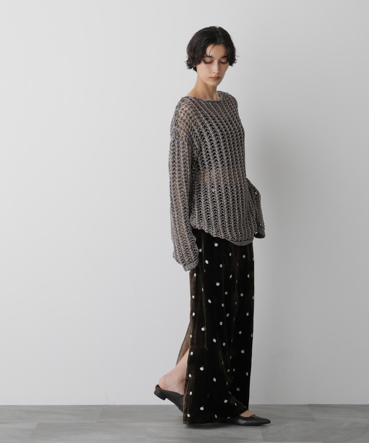 「STEVELOUR」シャイニーレースニットトップス 6695222327