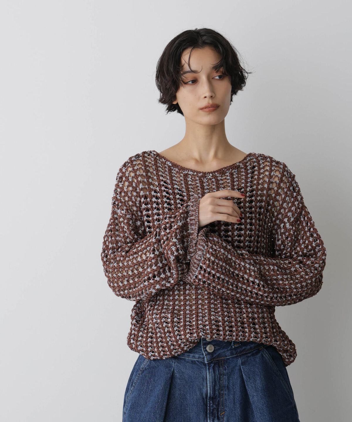 「STEVELOUR」シャイニーレースニットトップス 6695222327