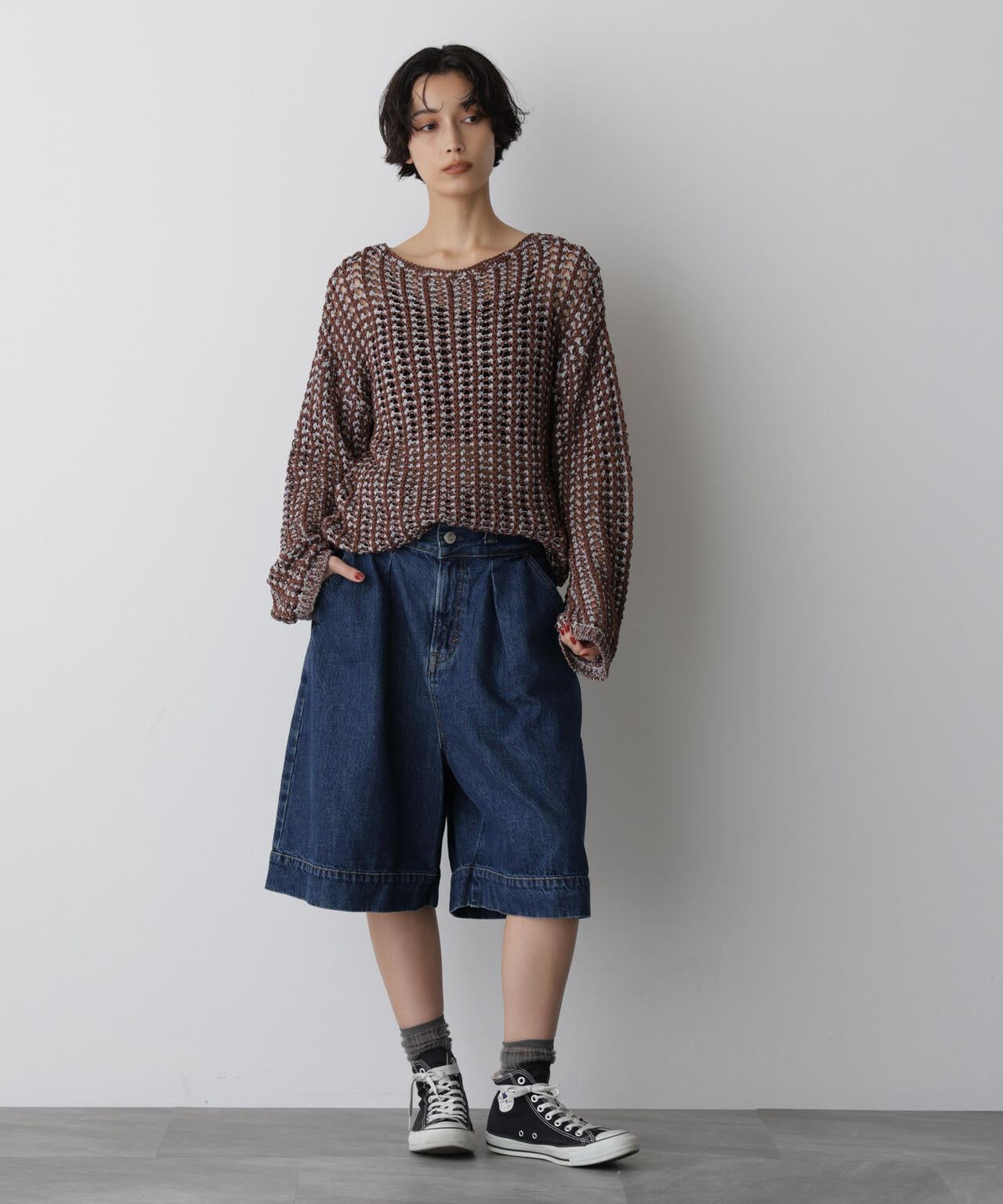 「STEVELOUR」シャイニーレースニットトップス 6695222327