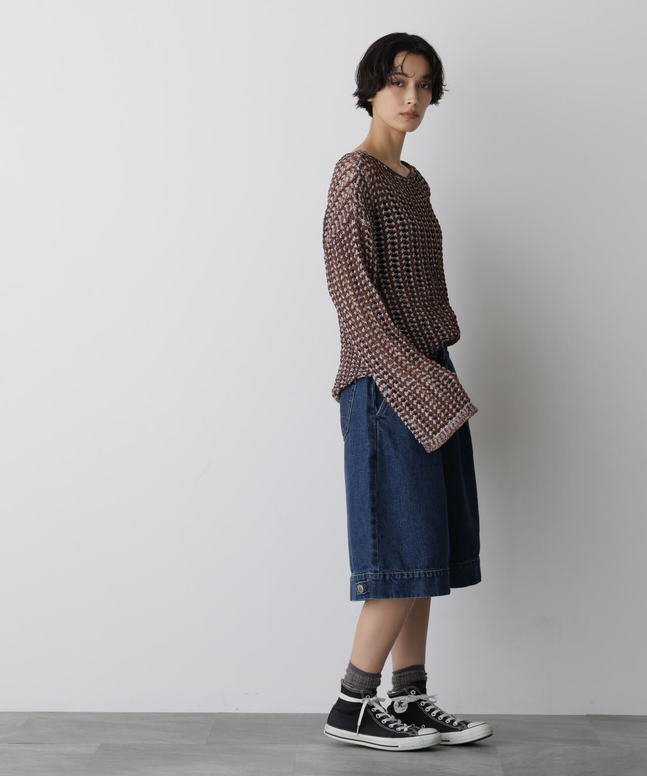 「STEVELOUR」シャイニーレースニットトップス 6695222327