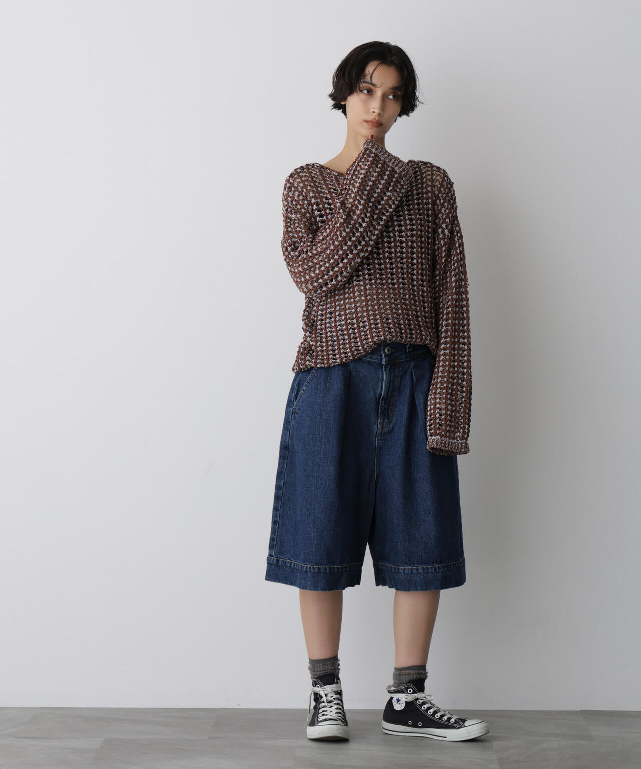 「STEVELOUR」シャイニーレースニットトップス 6695222327