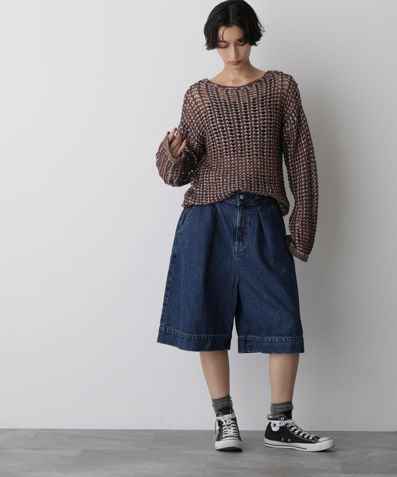 「STEVELOUR」シャイニーレースニットトップス 6695222327