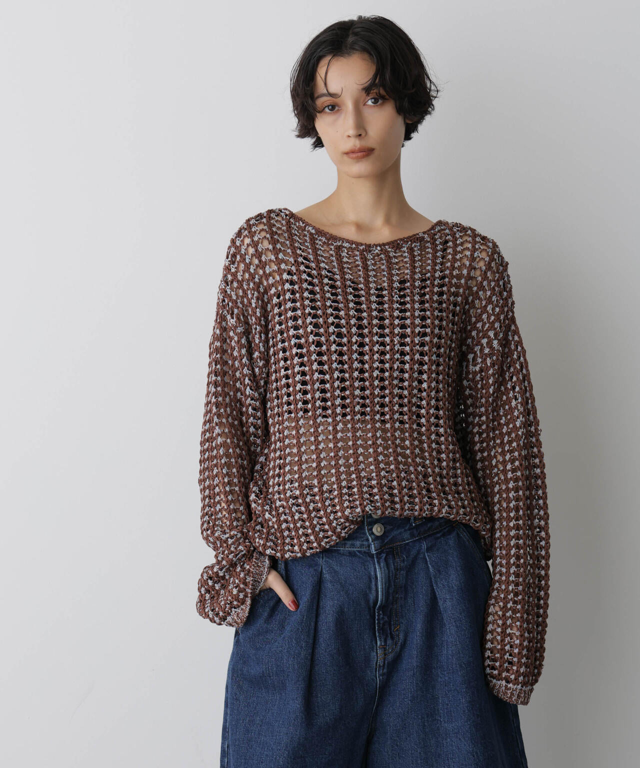 「STEVELOUR」シャイニーレースニットトップス 6695222327