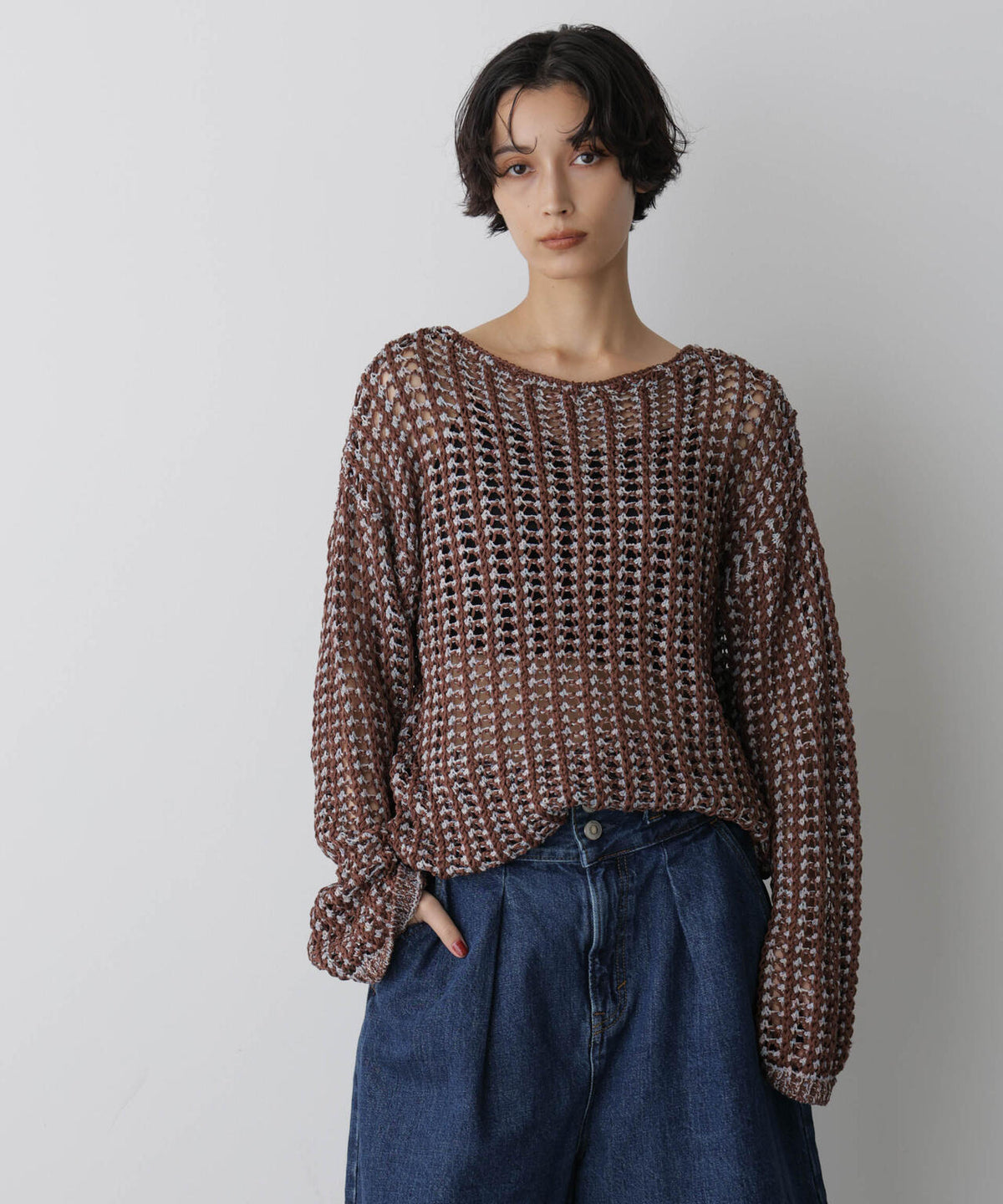 「STEVELOUR」シャイニーレースニットトップス 6695222327