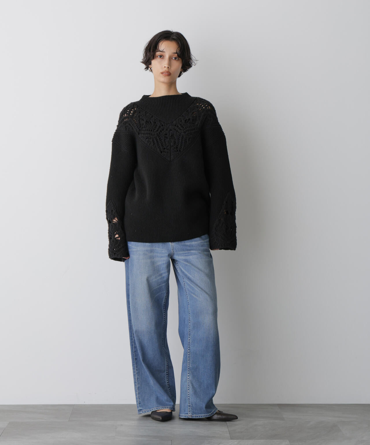 「STEVELOUR」レースモチーフフレア袖ニット 6695222329