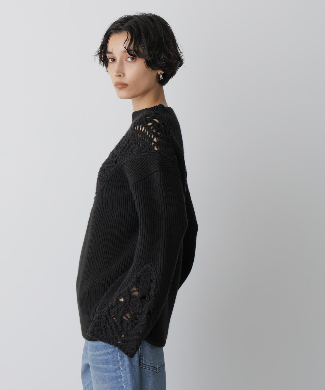 「STEVELOUR」レースモチーフフレア袖ニット 6695222329