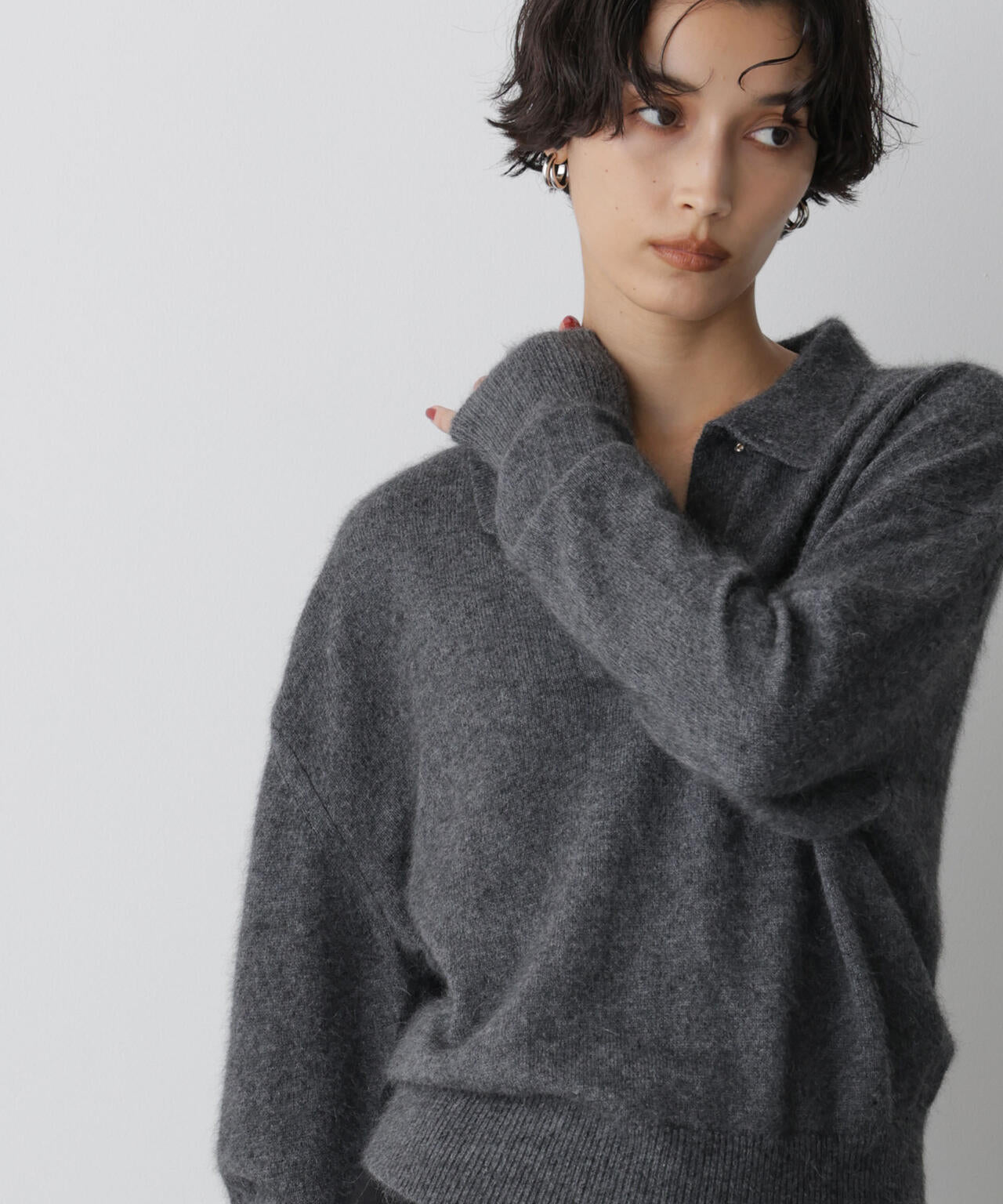 「STEVELOUR」スキッパーポロ衿ソフトタッチニット 6695222330